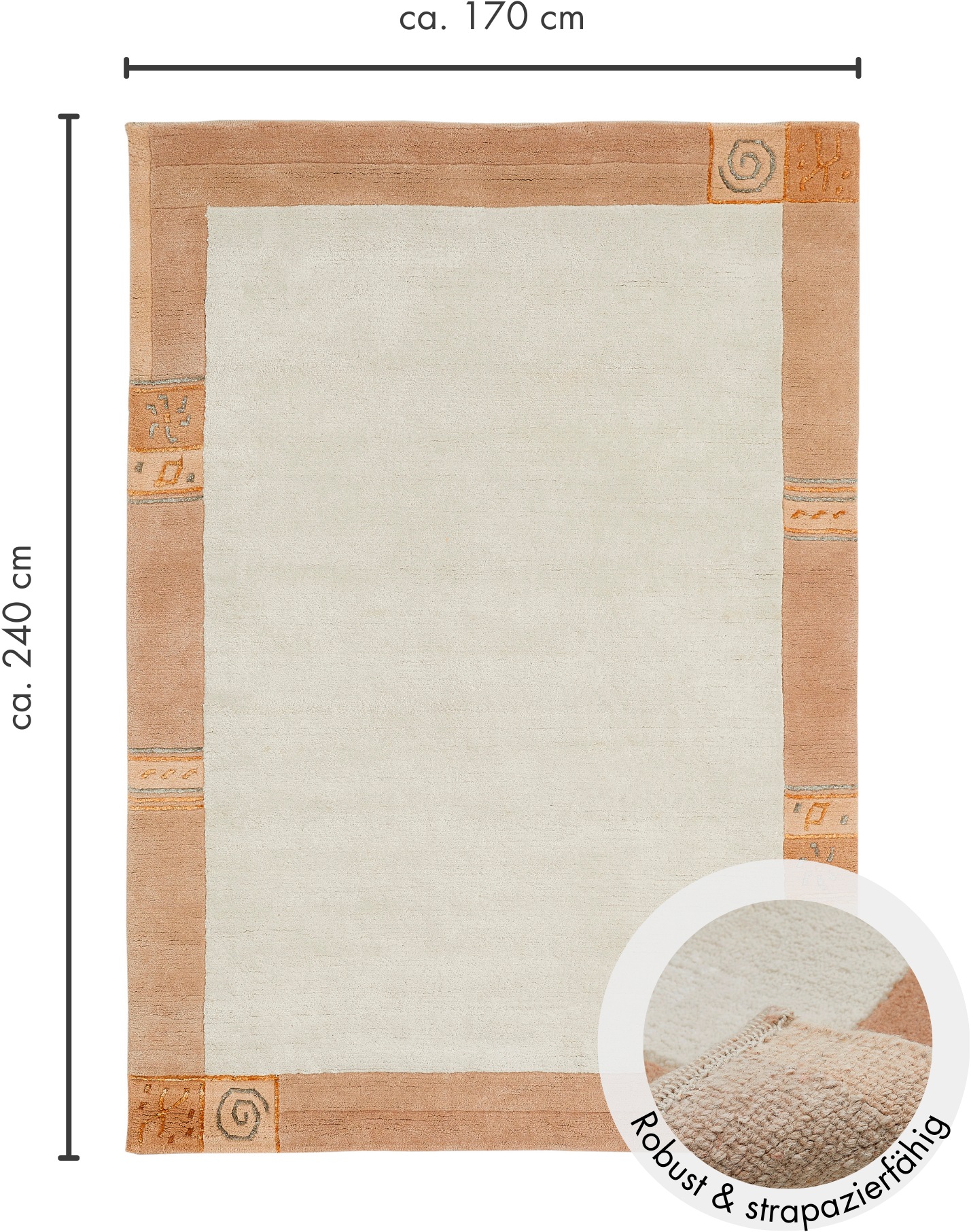 LUXOR living Wollteppich »India«, rechteckig, 20 mm Höhe, reine Wolle, handgeknüpft, mit Bordüre, auch als Läufer