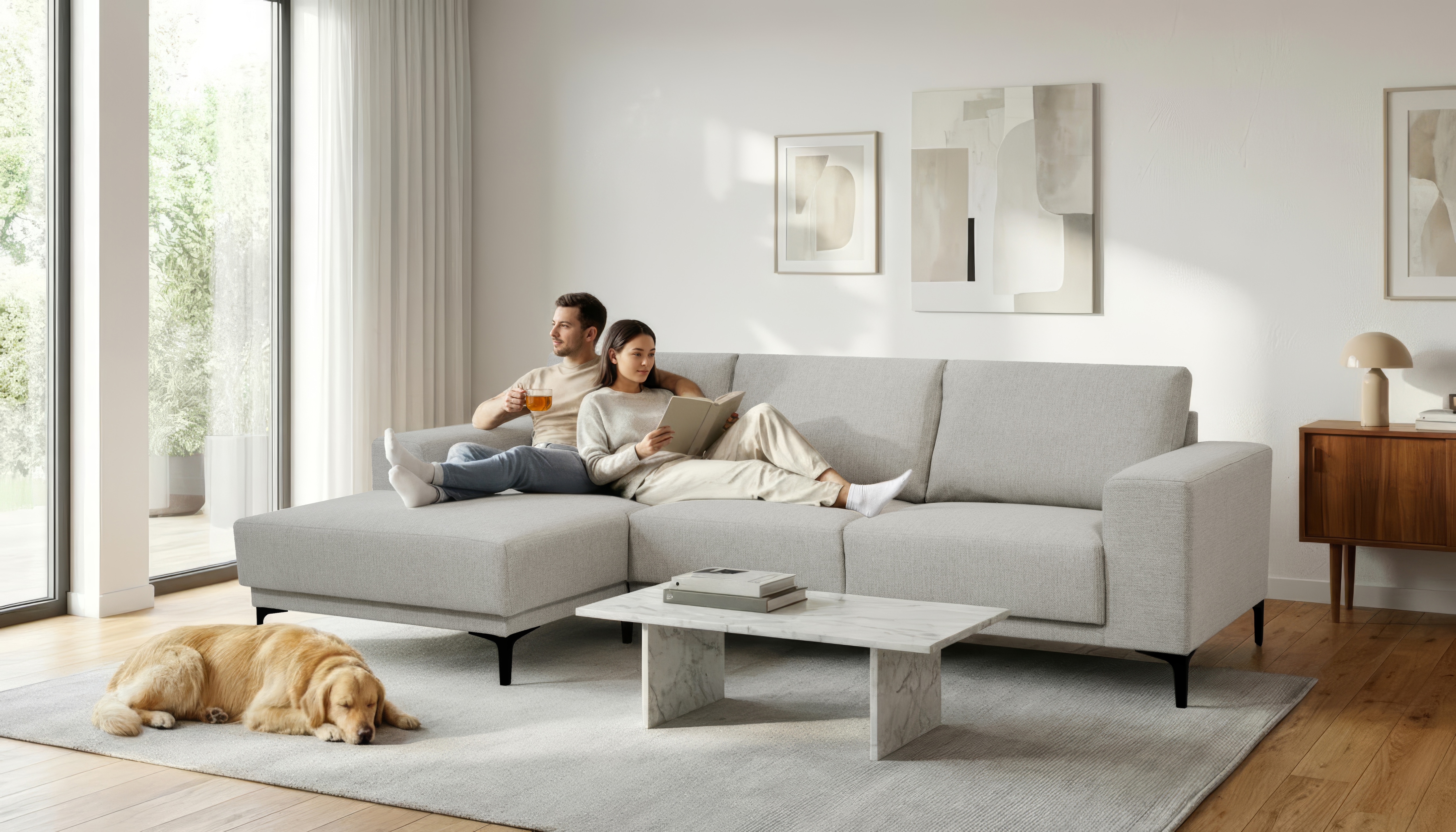 OTTO home Ecksofa "Xander, L-Form" Breite 280 cm, Soft-Touch Chenille, schwarze Metallfüße
