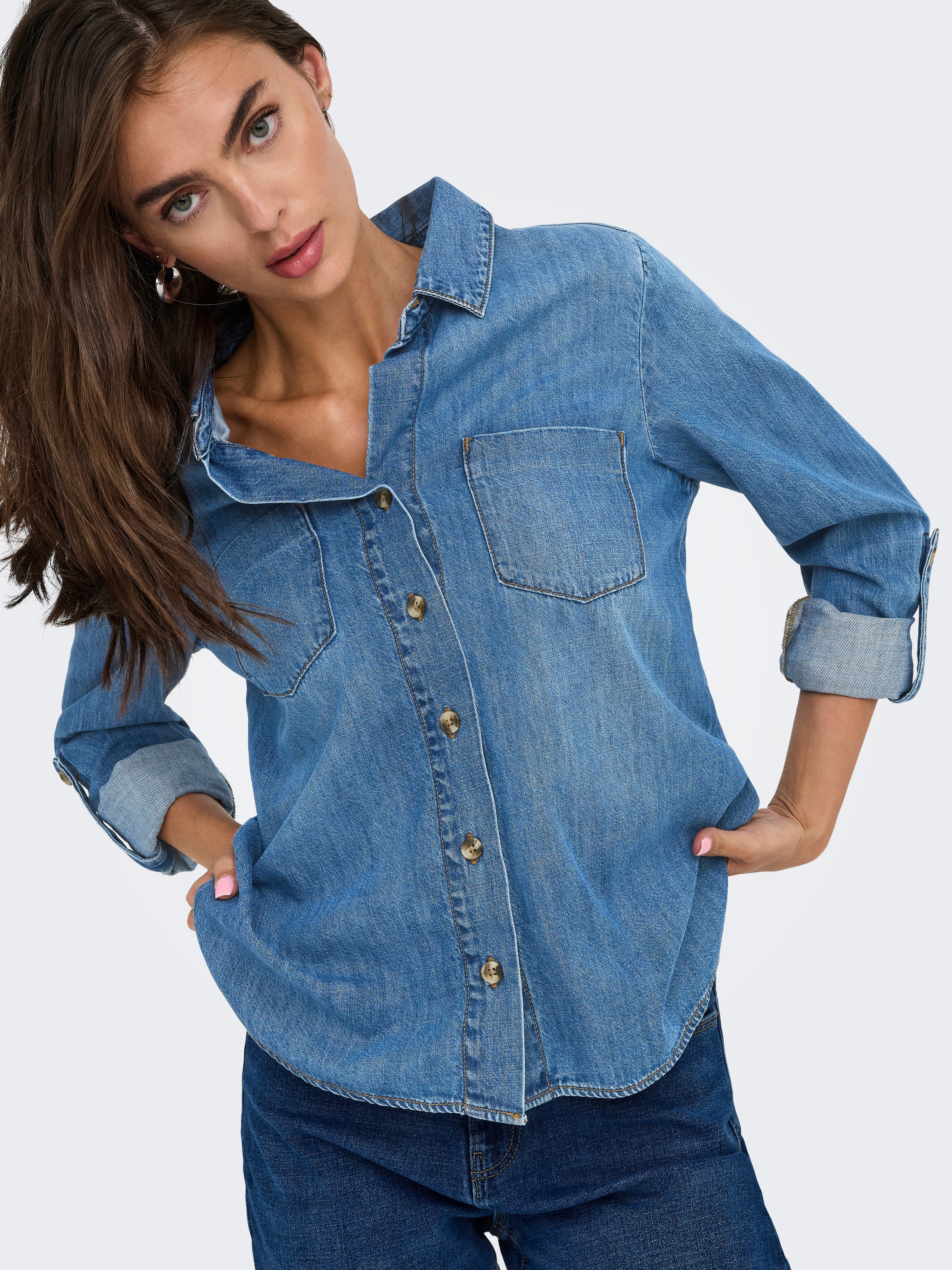 ONLY Jeansbluse "ONLYASMIN SHIRT L/S DNM AKM NOOS" günstig online kaufen
