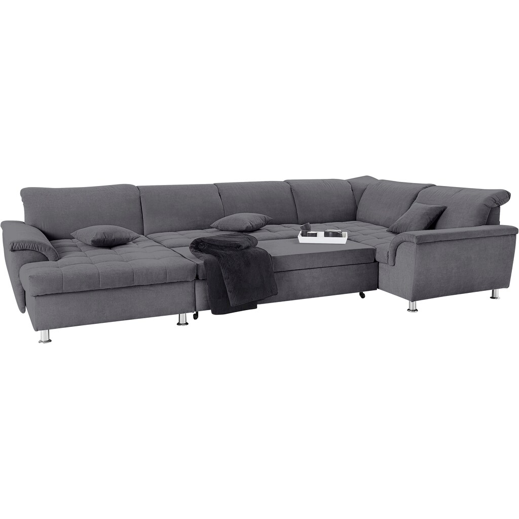 DOMO collection Wohnlandschaft »Franzi«, im XXL-Format, wahlweise mit Bettfunktion, Bettkasten