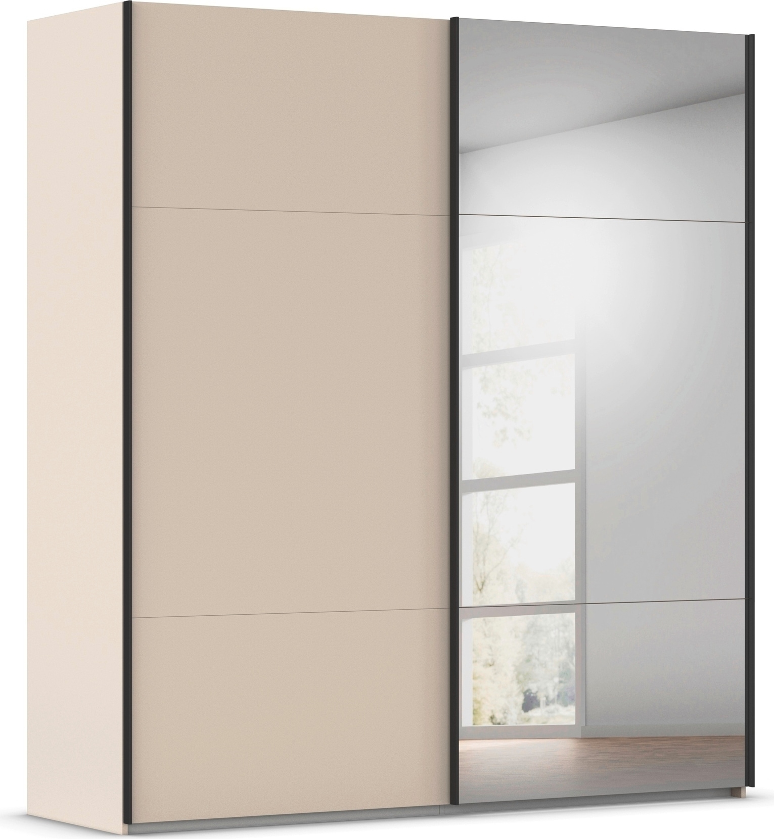 rauch Schwebetürenschrank "Kleiderschrank Schrank Garderobe Schlafzimmerschrank CONTIDO" 3 verschiedene Ausstattungen BASIC/CLASSIC/PREMIUM (inkl. SOFT-CLOSE), aus hochwertigem Material in 6 Breiten 2 Griff-Farben MADE IN GERMANY