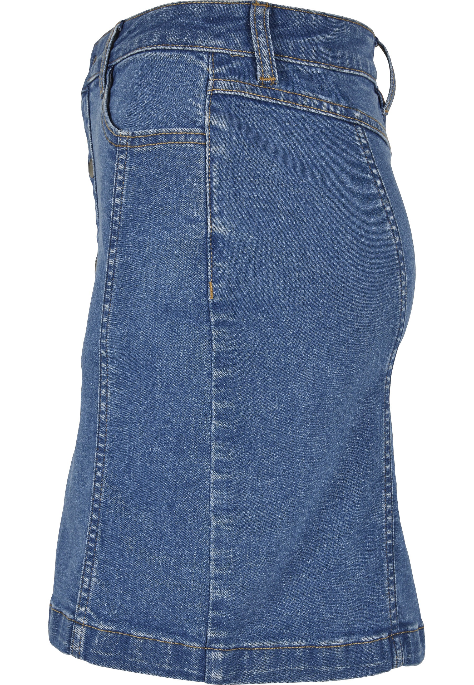 URBAN CLASSICS Sommerrock »Urban Classics Damen Ladies Organic Stretch Button Denim Skirt« 1 Stk.