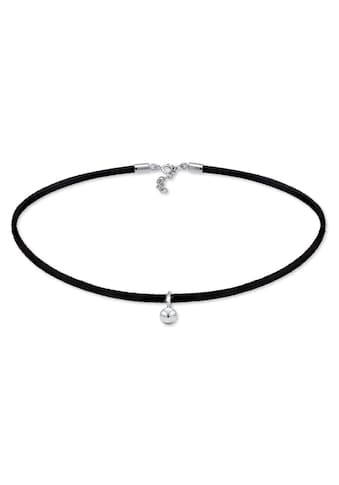 Collier »Choker Velour Schwarz mit Anhänger Kugel Silber«