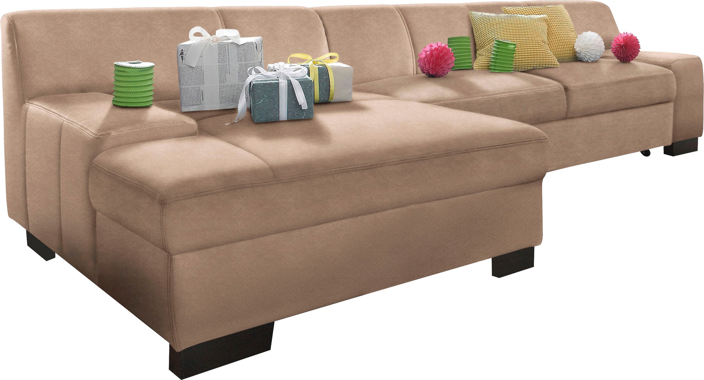 DOMO collection Ecksofa "Norma, elegant & modern, mit flachen Armlehnen, Br günstig online kaufen