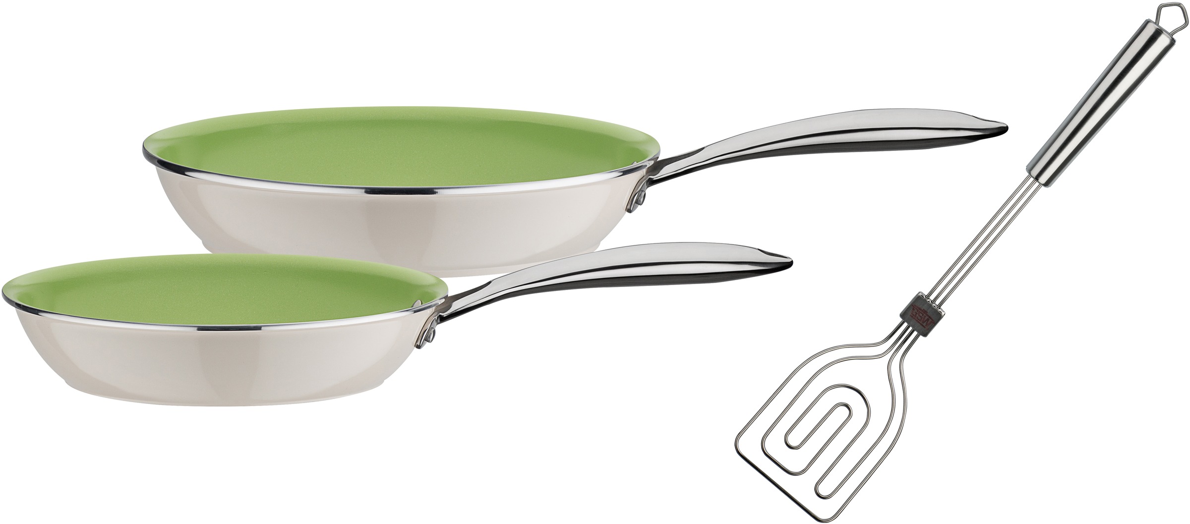 GSW Pfannen-Set »CERAMICA color«, Aluminium, (Set, 3 tlg., 1x Bratpfanne Ø 24 cm, 1x Bratpfanne Ø 28 cm), Induktion