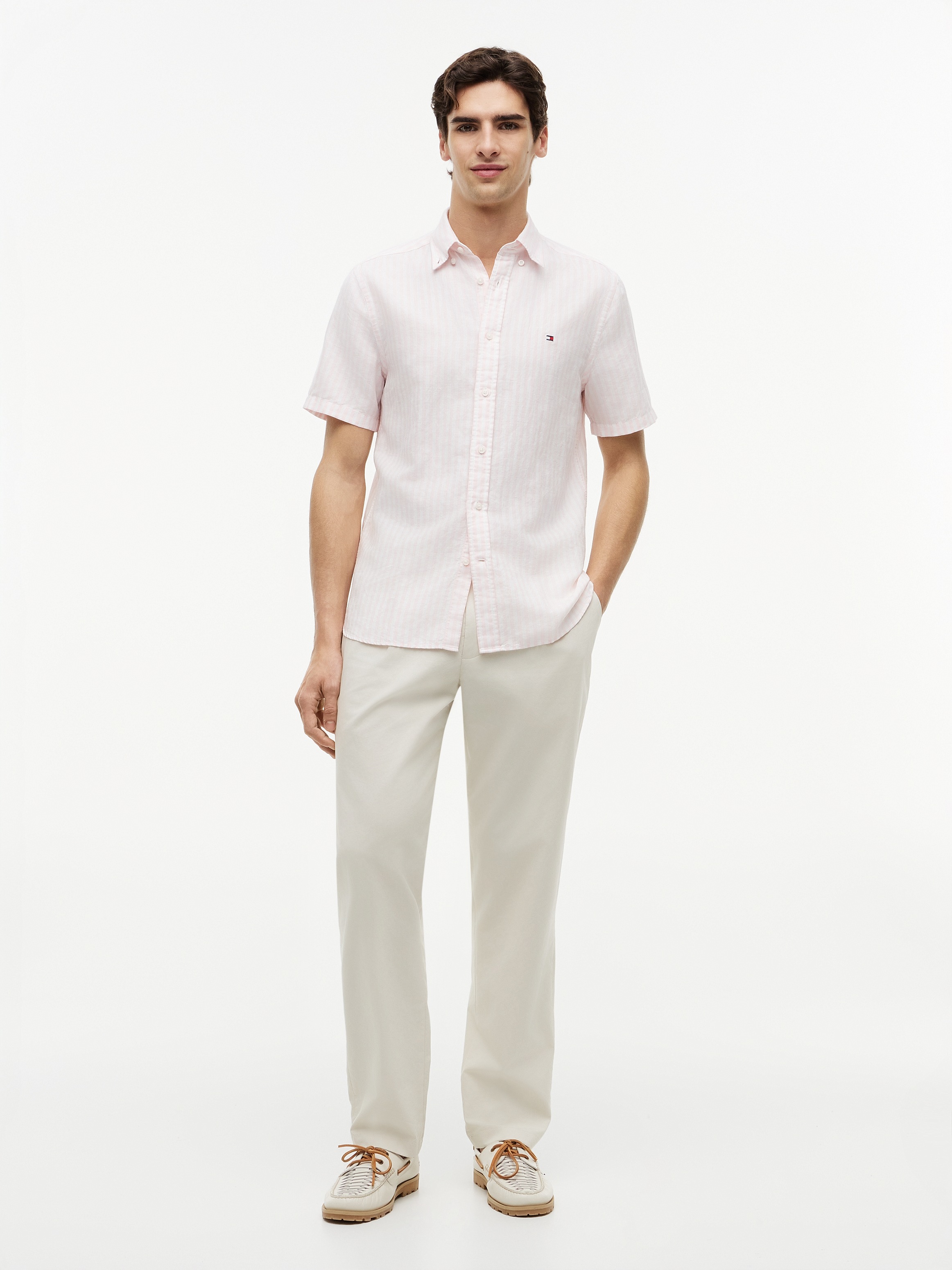 Tommy Hilfiger Kurzarmhemd »LINEN BLEND BENGAL STP SS RF SHT« Regular Fit  aus Leinenmix mit Bengalstreifen