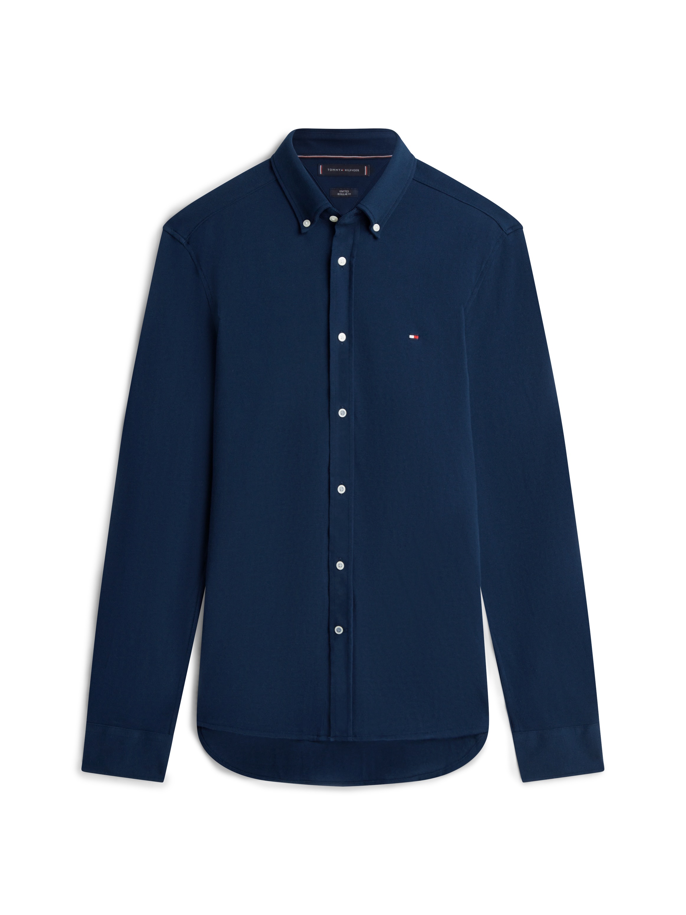 Langarmhemd TOMMY HILFIGER "KNIT PIQUE FEATHERWEIGHT", Herren, Gr. M, N-Gr, schwarz night navy, Web, Obermaterial: 100% Baumwolle, regular fit, Manschette, Hemden 4