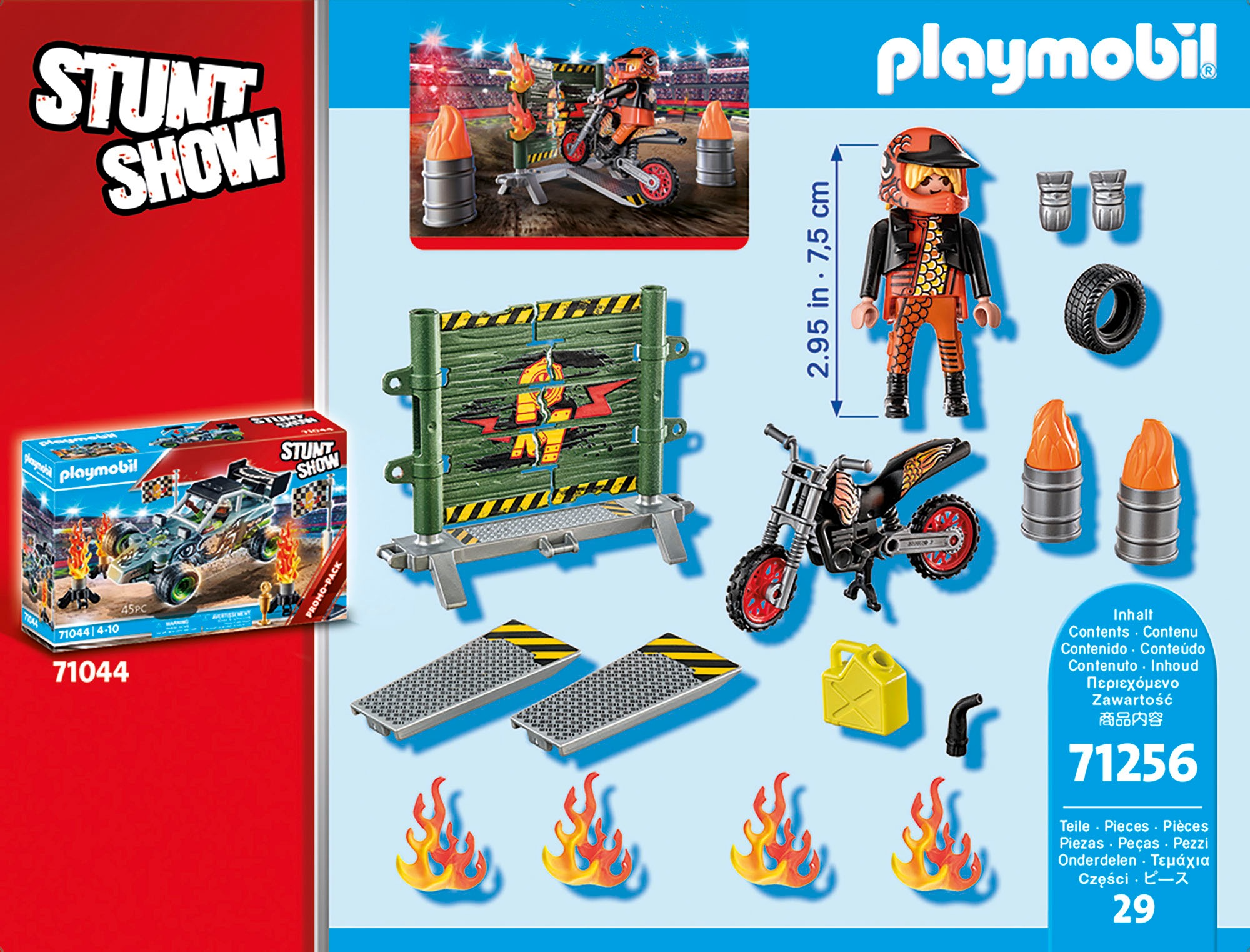 Playmobil® Konstruktions-Spielset »Starter Pack, Stuntshow Motorrad mit Feuerwand (71256), Stuntshow«, (29 St.), Made in Europe