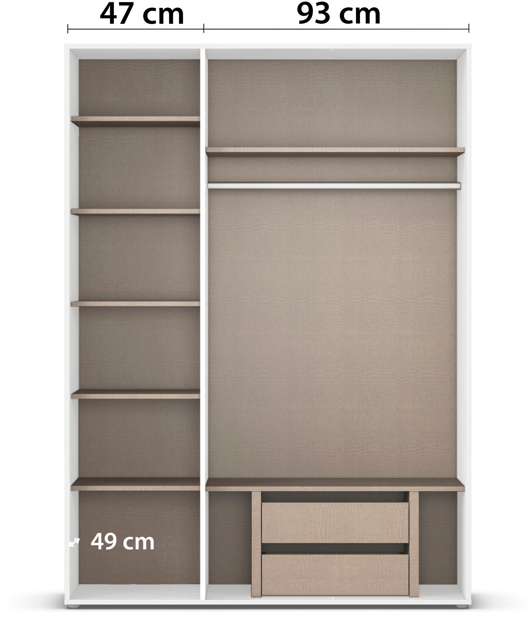 rauch Drehtürenschrank »Kleiderschrank Schrank Garderobe Wäscheschrank VOYAGER«, (in 3 verschiedenen Ausstattungen BASIC/CLASSIC/PREMIUM), mit modernen Griffen in Graumetallic und Spiegel