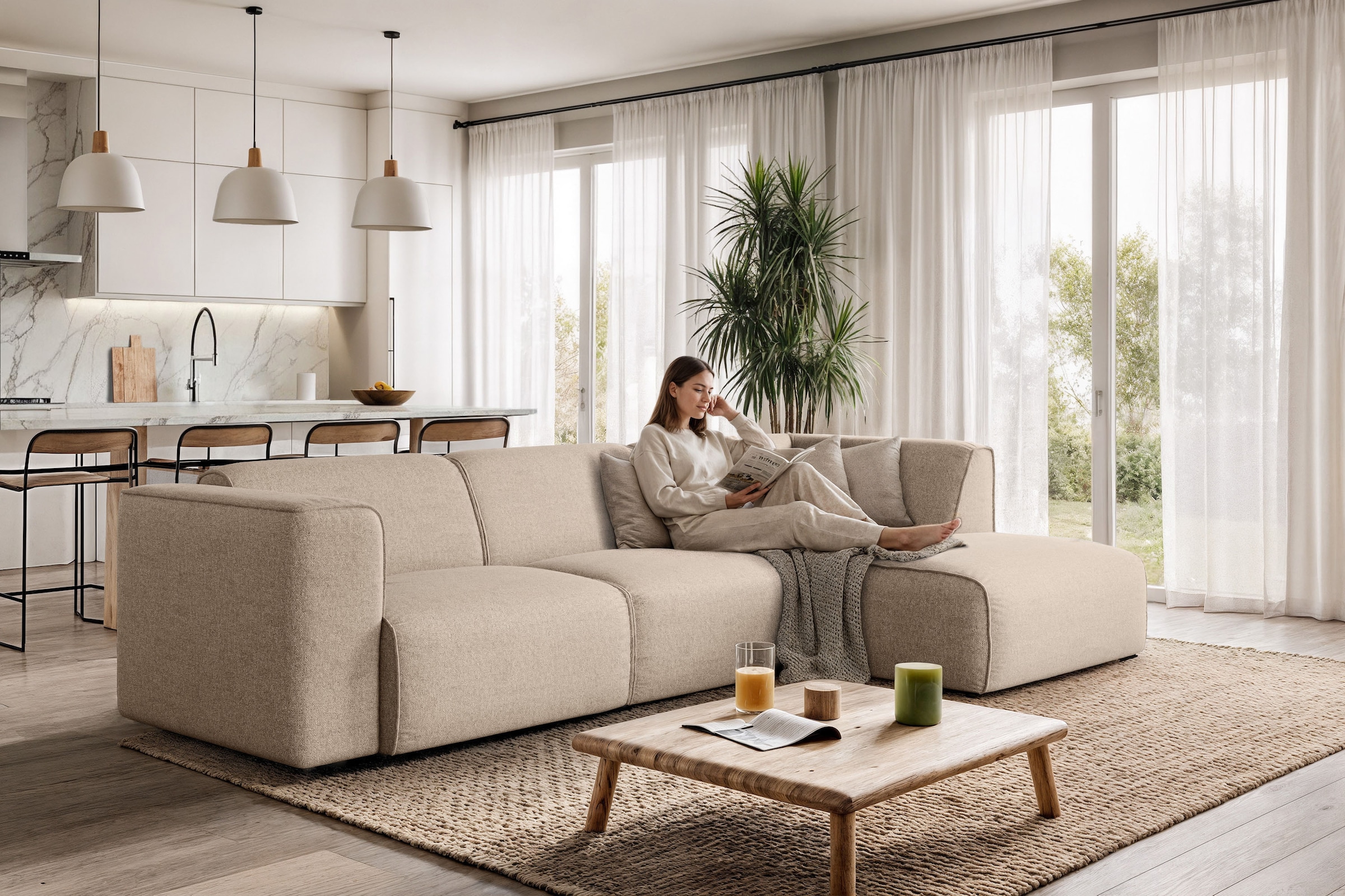 Ecksofa OTTO HOME "Merid L-Form, B: 295 cm - OTTO. Verlässliche Qualität.", grau (taupe), B:295cm H:70cm T:162cm, 100% Polyester, Sofas, Ecksofa, jederzeit durch Module erweiterbar 4