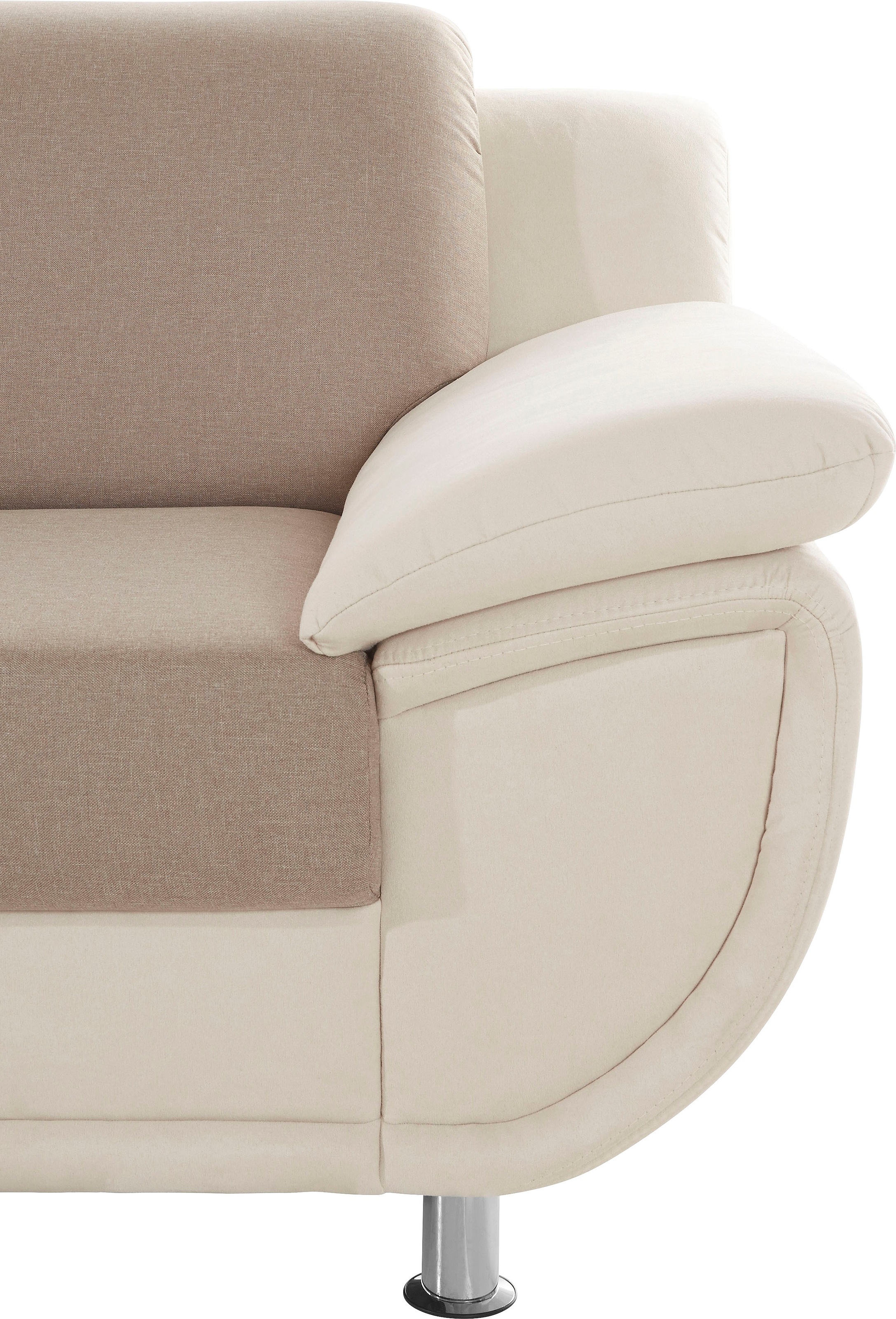 TRENDMANUFAKTUR Ecksofa »Rondo 3, zeitlos und bequem, Materialmix, breite Armlehnen, L-Form«, wahlweise mit Federkern für mehr Komfort, wahlweise mit Bettfunktion