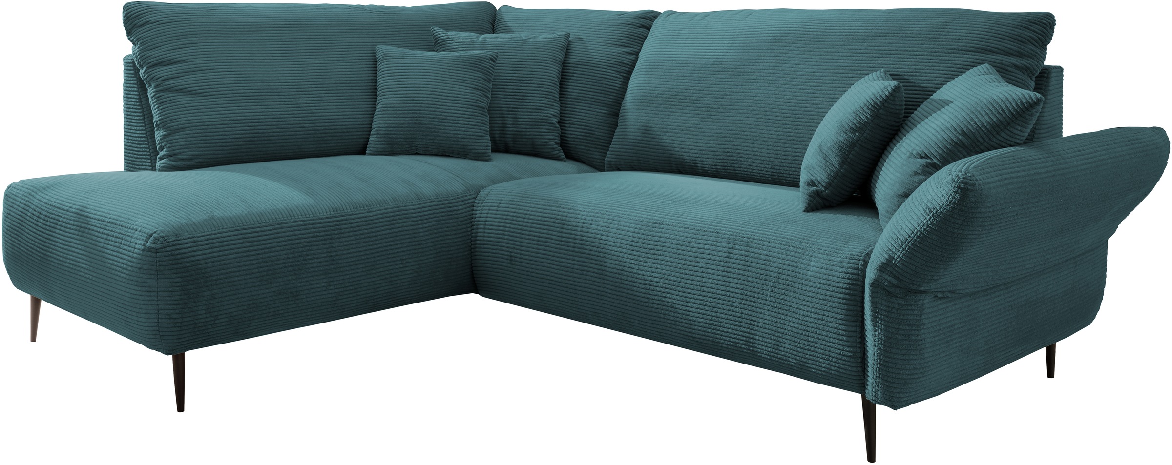 Home affaire Ecksofa »Lazio modern und bequem, schmale Armlehnen, tolle Detailverarbeitung« zwei verschiedene Fußfarben wählbar
