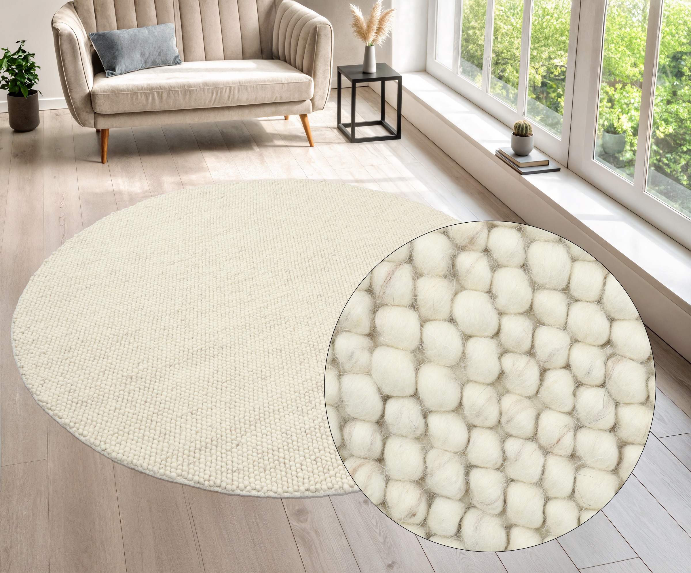 LeGer Home by Lena Gercke Teppich "Ainhoa, handgewebt, Wolle" rund 12 mm Hö günstig online kaufen