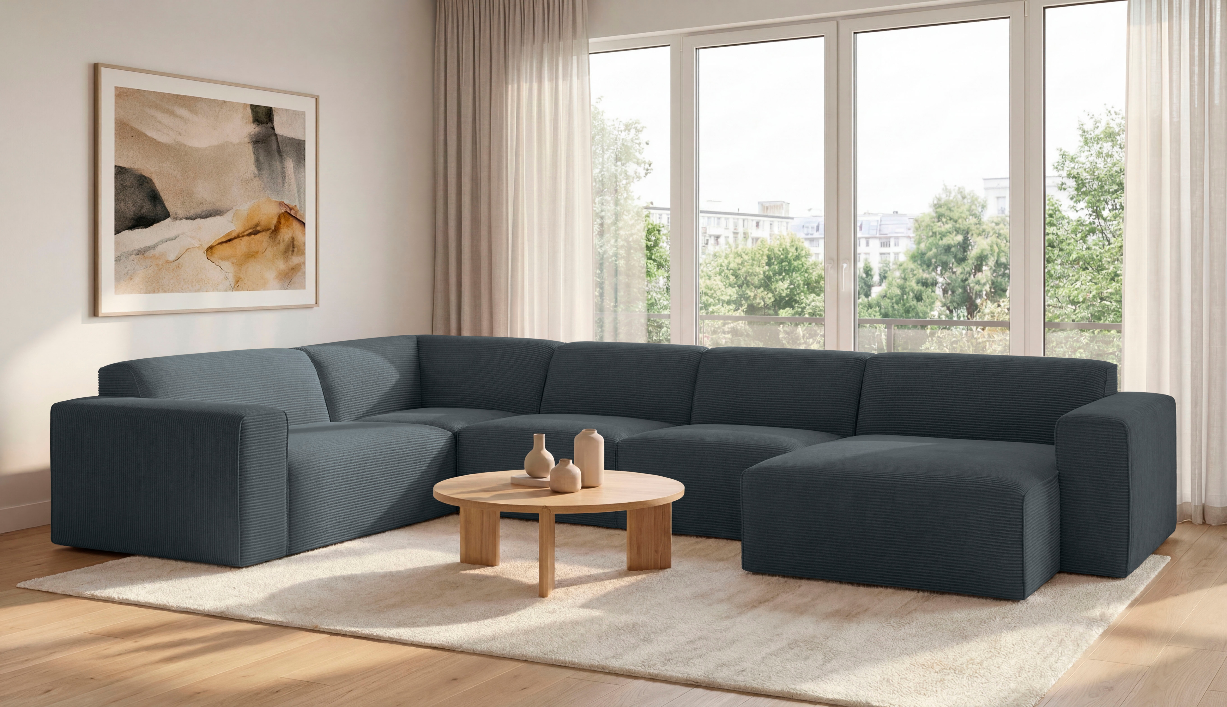 OTTO home Wohnlandschaft "Clayton Breite 371 cm, U-Form" in einem trendigen Cord-Bezug, verschiedene Kombinationen verfügbar