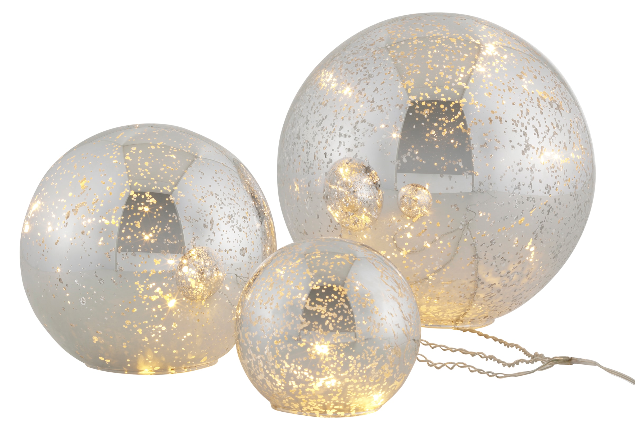 Home affaire Dekokugel »Balls mit LED Beleuchtung«, im 3-teiligen Set, bestehend aus Ø 10, 15, 20 cm