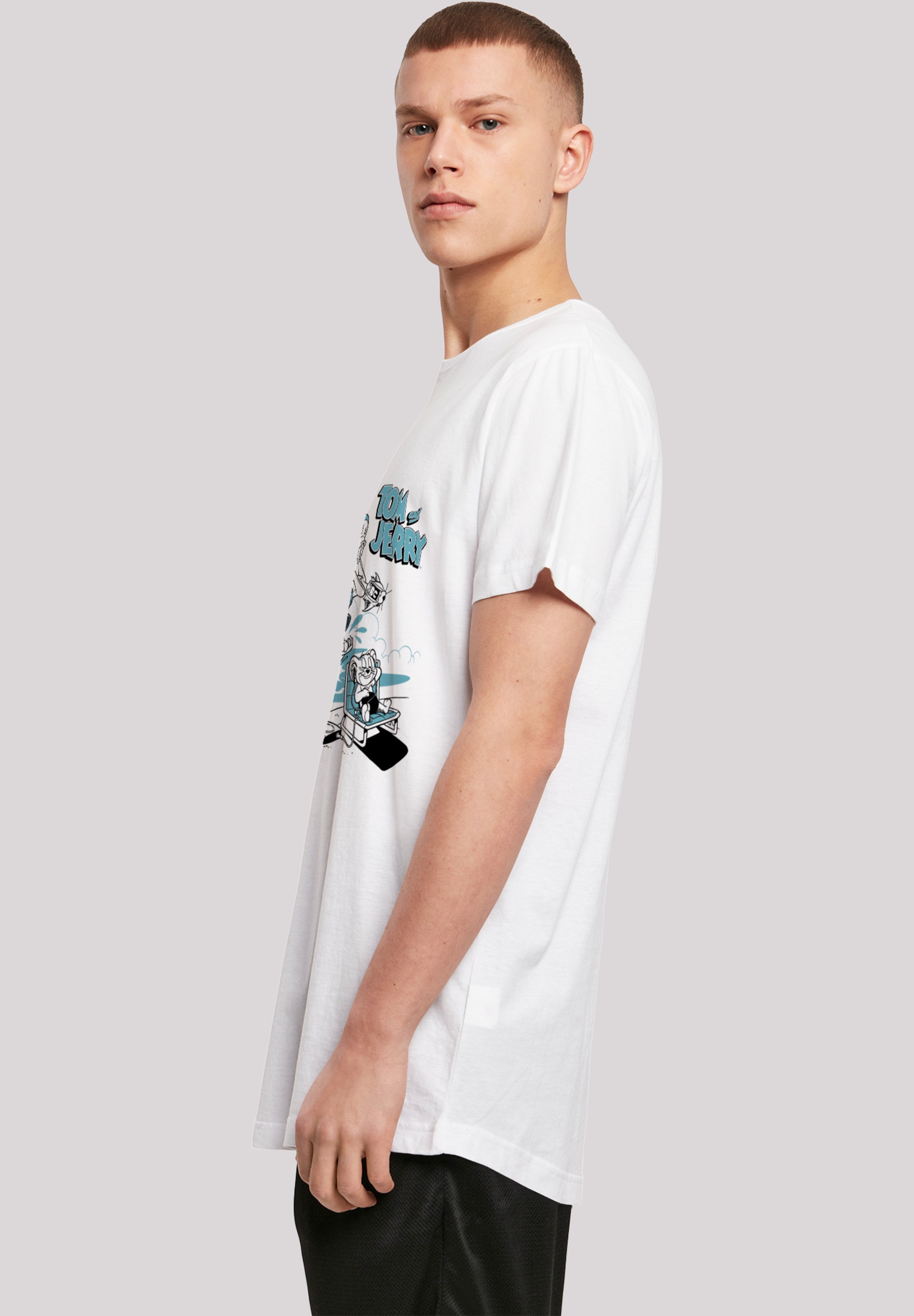 F4NT4STIC T-Shirt »Tom and Jerry TV Serie Summer Shark«, Herren,Premium Merch,Lang,Longshirt,Bedruckt