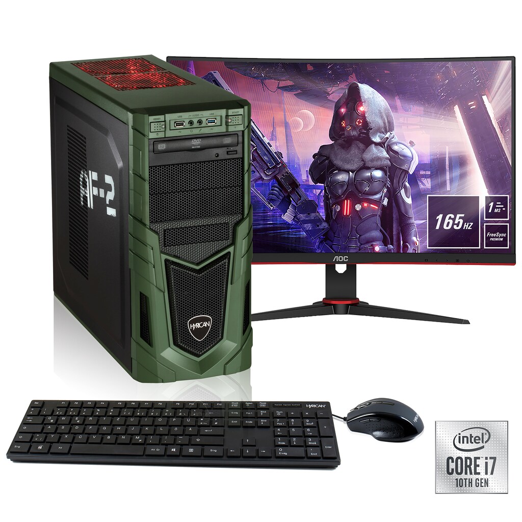 Hyrican Gaming-PC-Komplettsystem »Military SET02096«, inklusive 27" Monitor AOC C27G2AE/BK