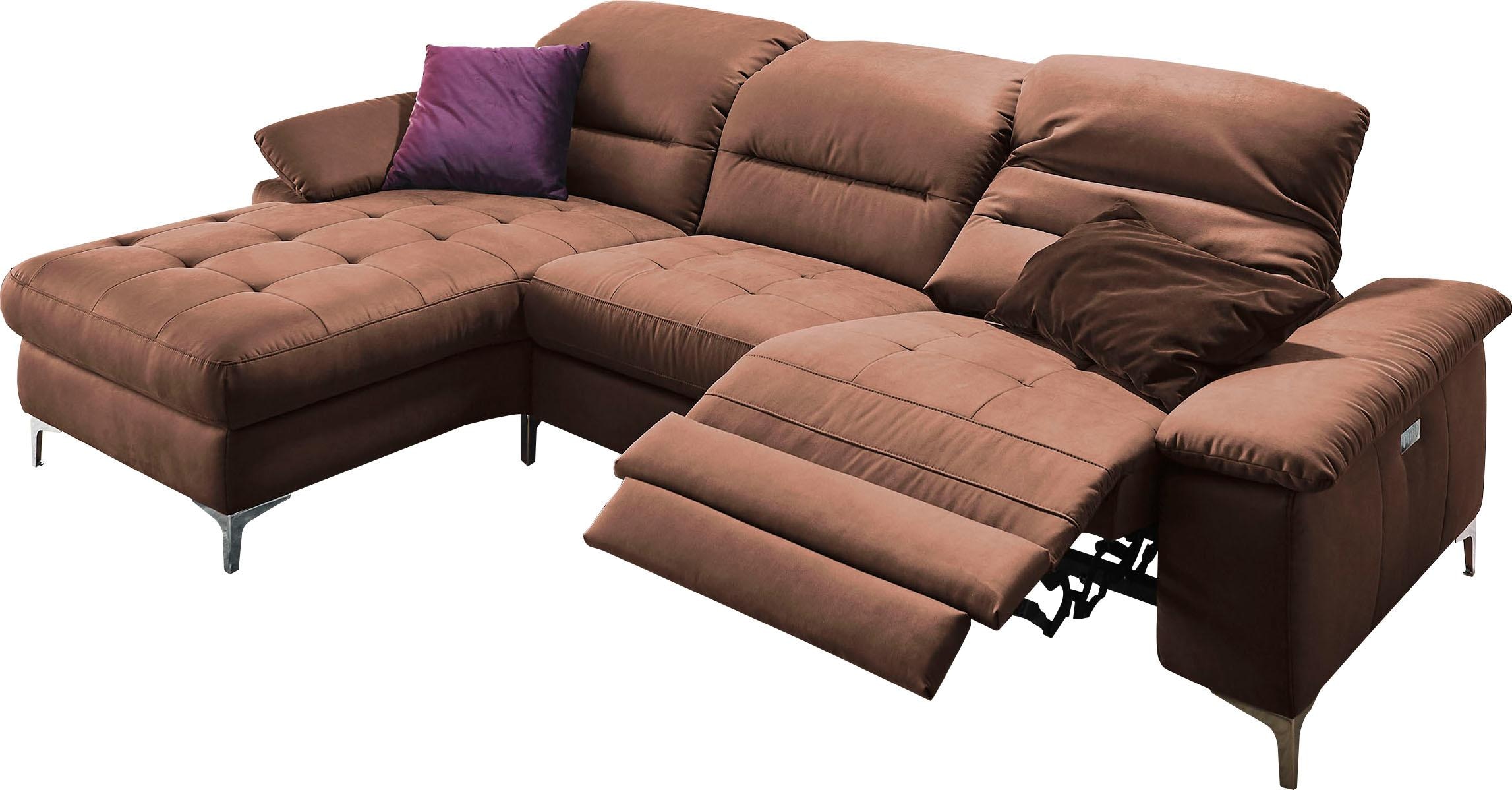 Places of Style Ecksofa »Basel L-Form«, mit vollmotorischer Relaxfunktion und motorischer Recamiere