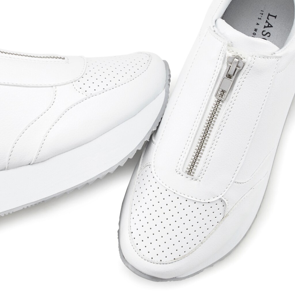 Schuhe Slipper LASCANA Sneaker, mit Plateausohle und vorderem Reißverschluss weiß Schuhe Slipper LASCANA Sneaker, mit Plateausohle und vorderem Reißverschluss weiß