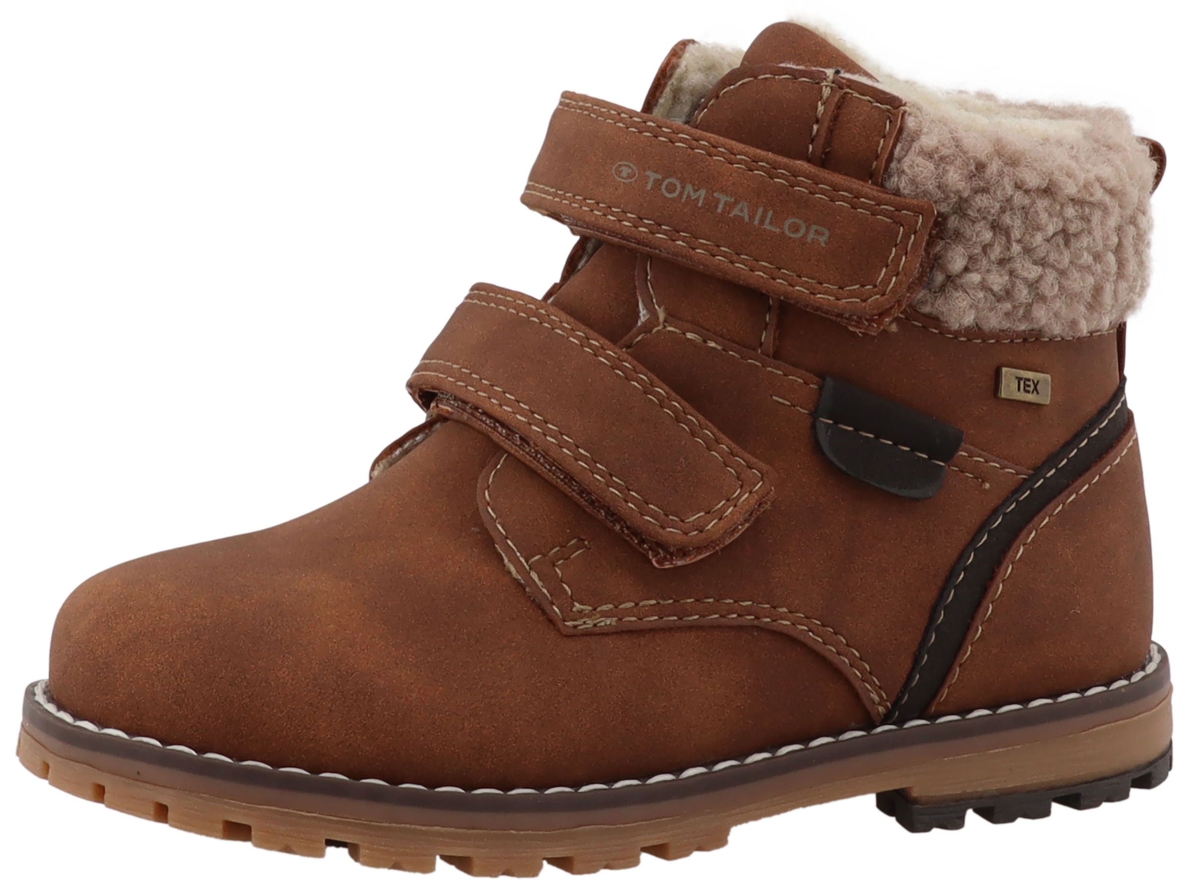 Winterboots TOM TAILOR, Mädchen, Gr. 21, braun (cognac), Lederimitat, Schuhe Winterboots, mit Tex-Membrane