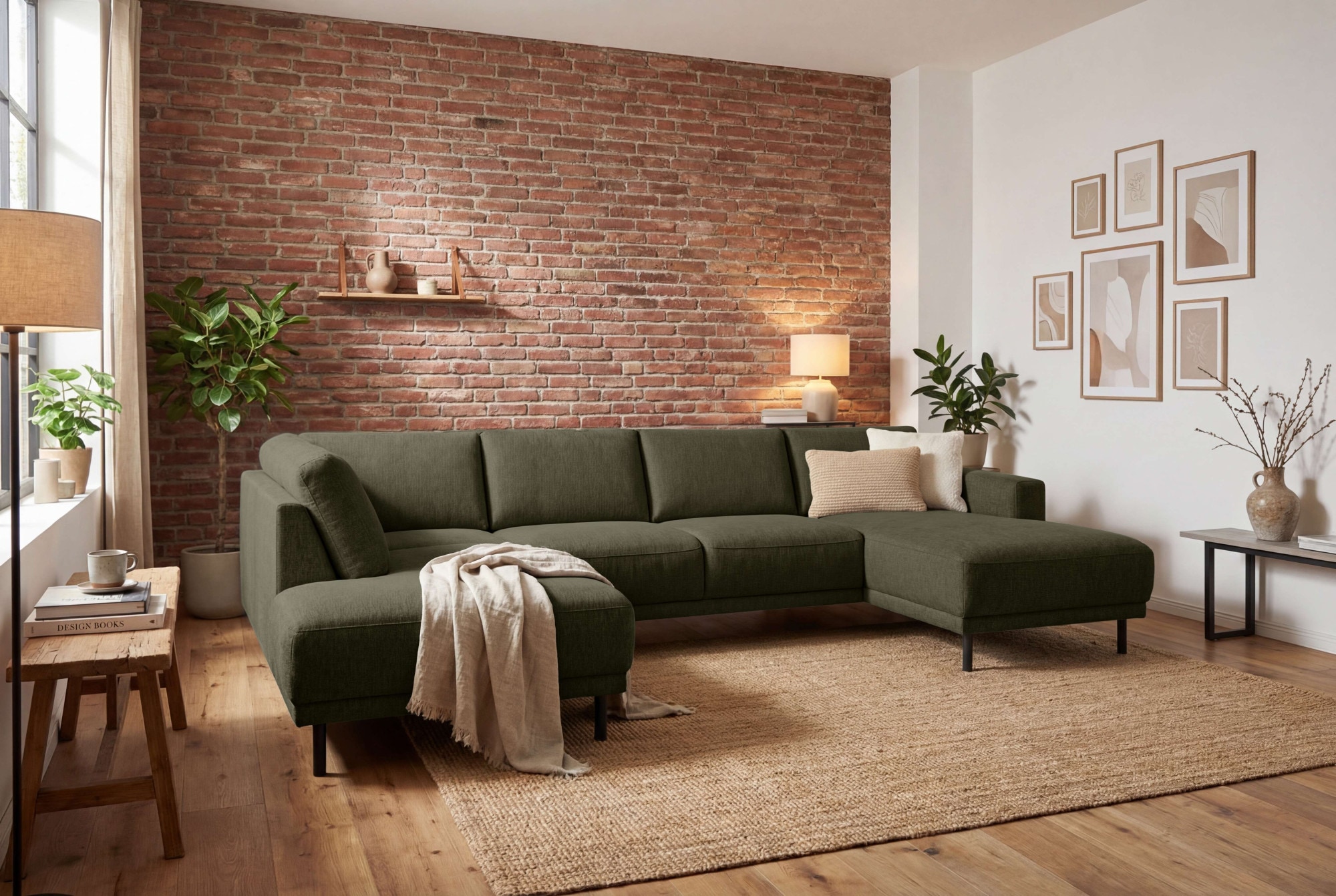 OTTO home Wohnlandschaft "Sveeva, U-Form, XXL, B.310 cm, schwarze Metallfüße" langlebiger Webstoff, mit Wellenunterfederung, viele Farben
