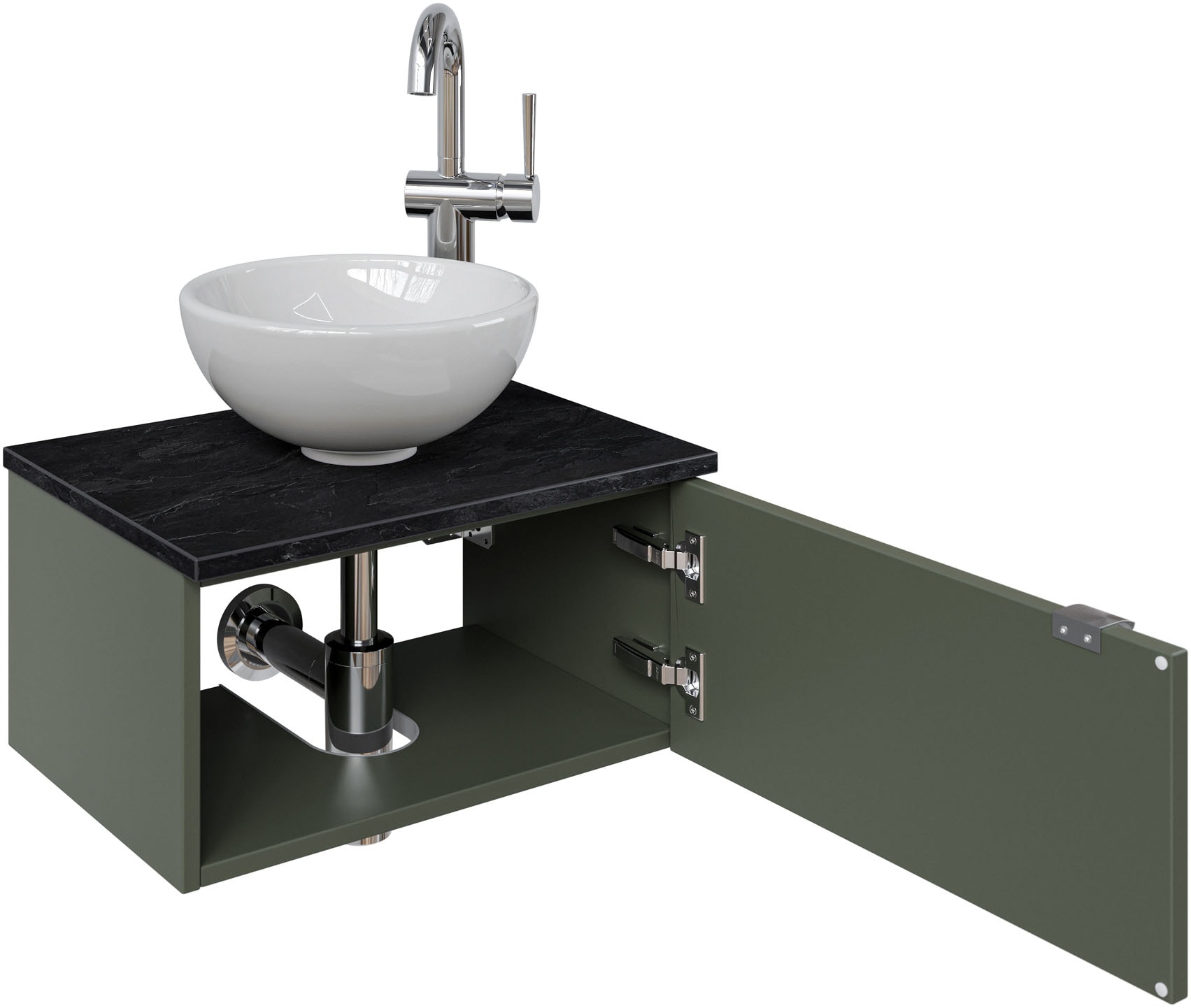 Saphir Waschtisch »Serie 6915 Waschschale mit Unterschrank für Gästebad, Gäste WC«, 51 cm mit Keramik-Aufsatzbecken und 1 Tür