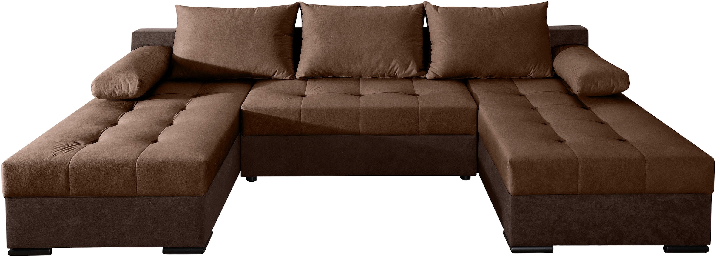 COLLECTION AB Wohnlandschaft »Josy U-Form, Breite 269 cm, Flachgewebe, Struktur, Cord & Cord/Mix«, (Cord-/Mix), inkl. Bettfunktion, Bettkasten, mit 3 gleich großen Rückenkissen