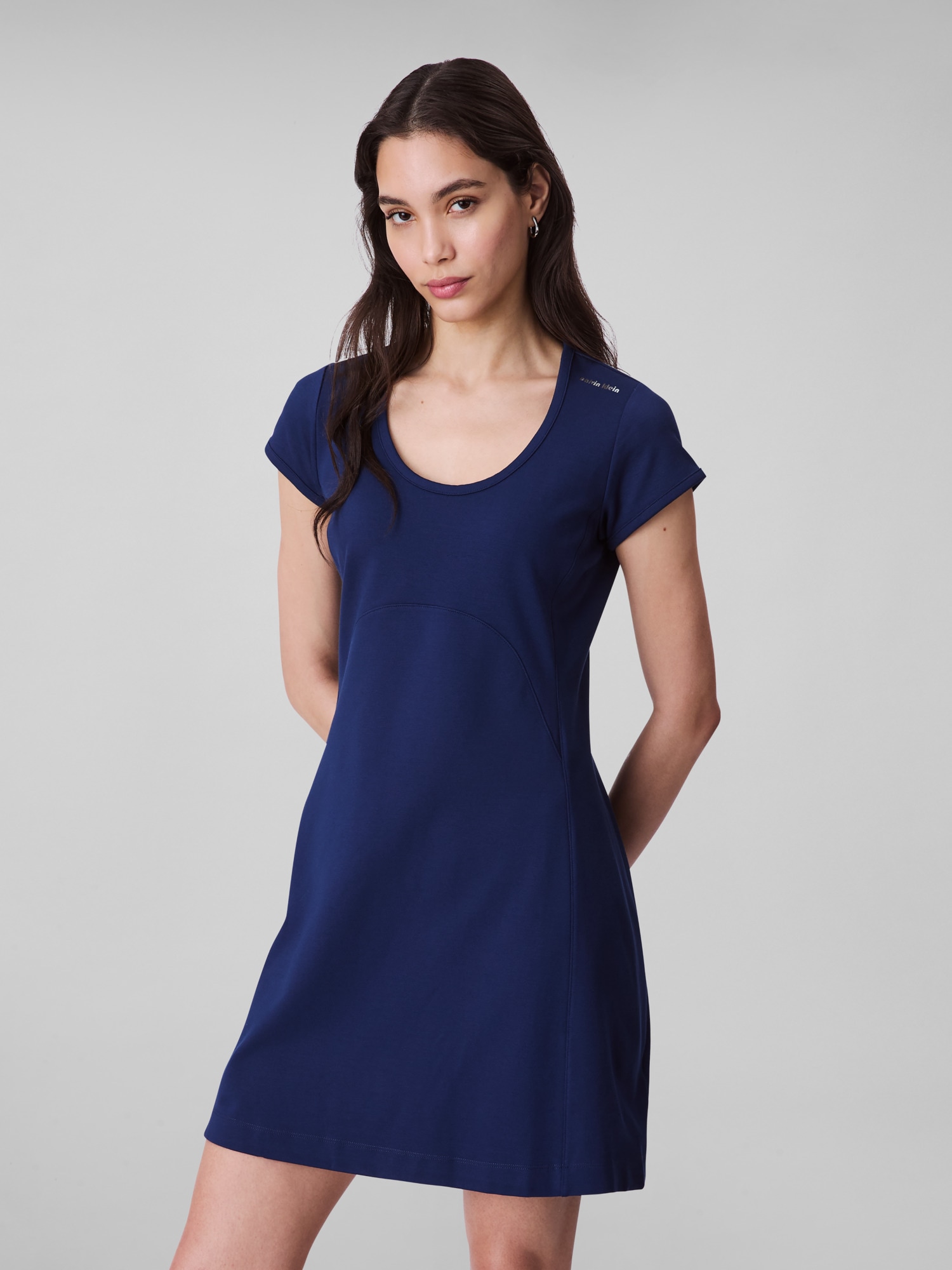 Calvin Klein Jeans Jerseykleid "PUNTO MILANO SS SCOOP NK DRESS" Ohne Tasche günstig online kaufen