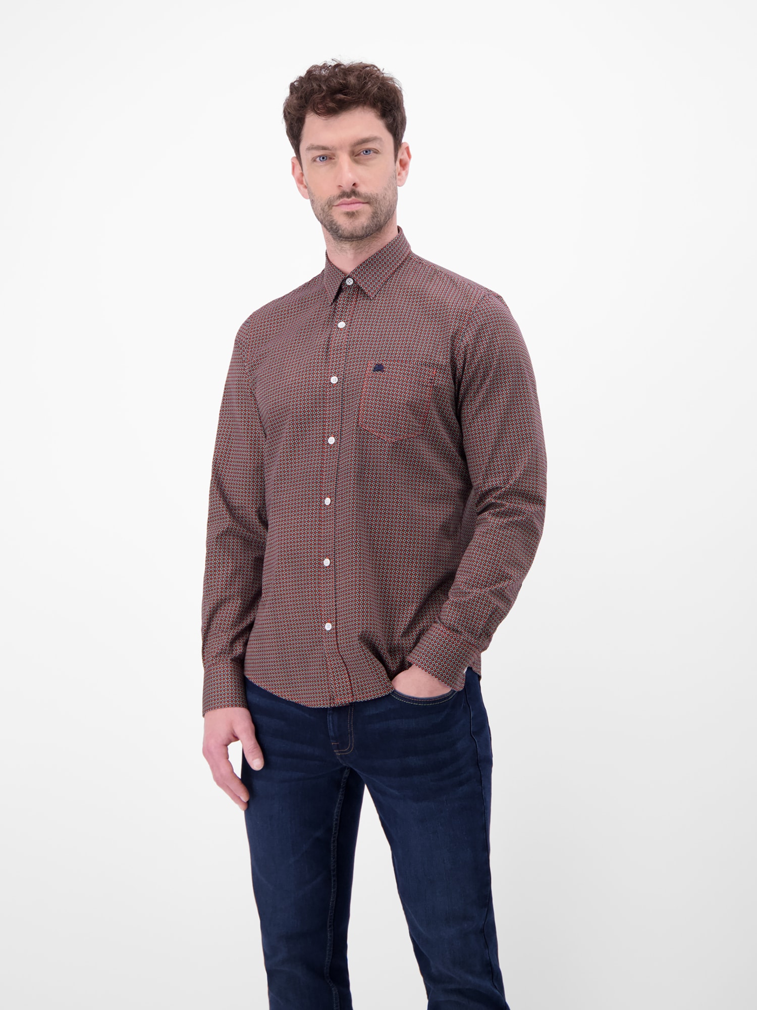 LERROS Long Sleeve Shirt Checkered Red XXL