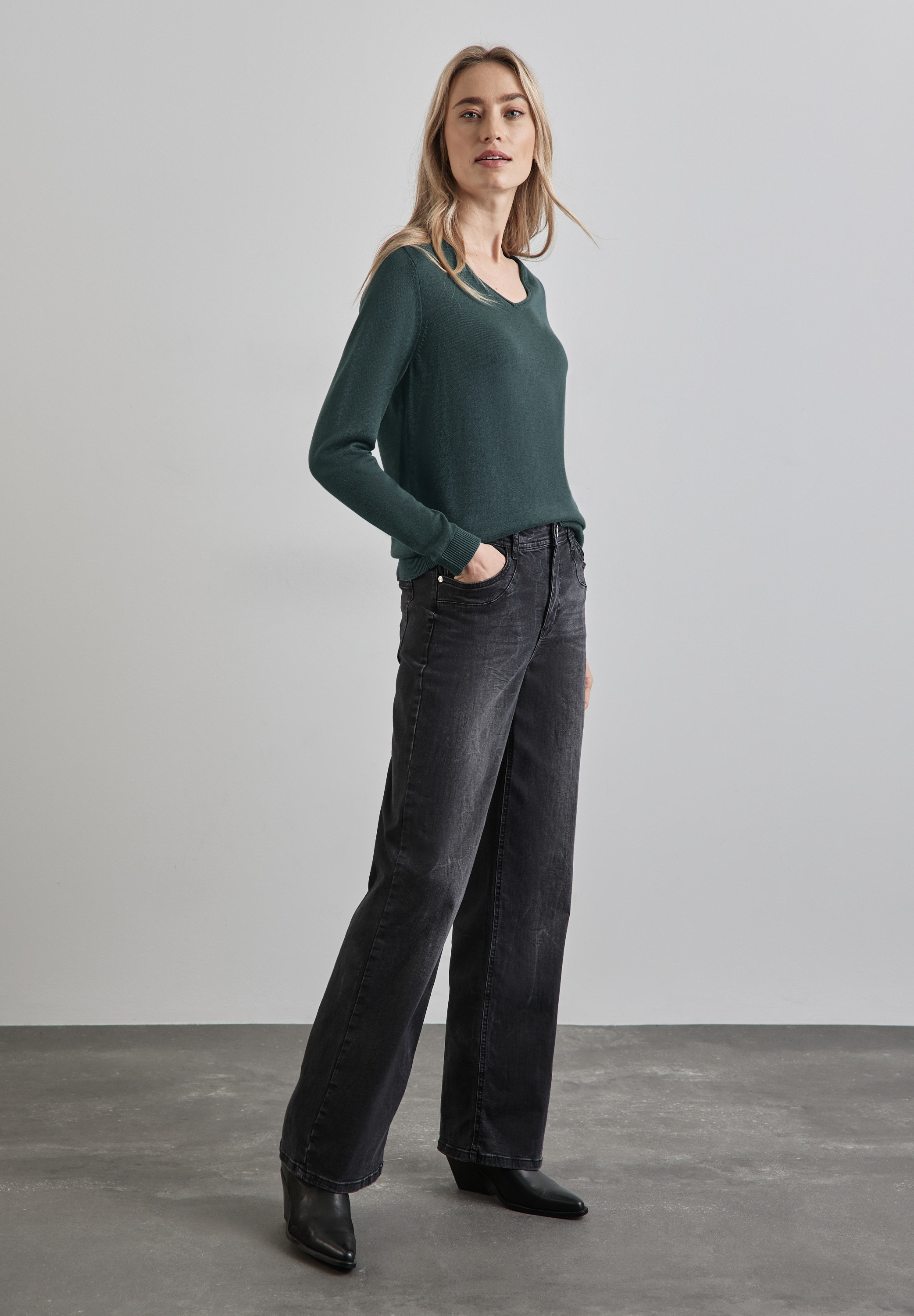 STREET ONE Strickpullover, mit V-Ausschnitt
