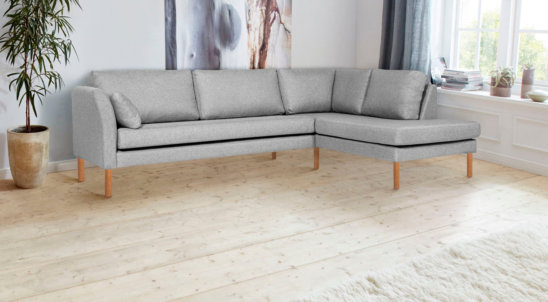 andas Ecksofa "Grenzda, L-Form," mit Holzfüßen