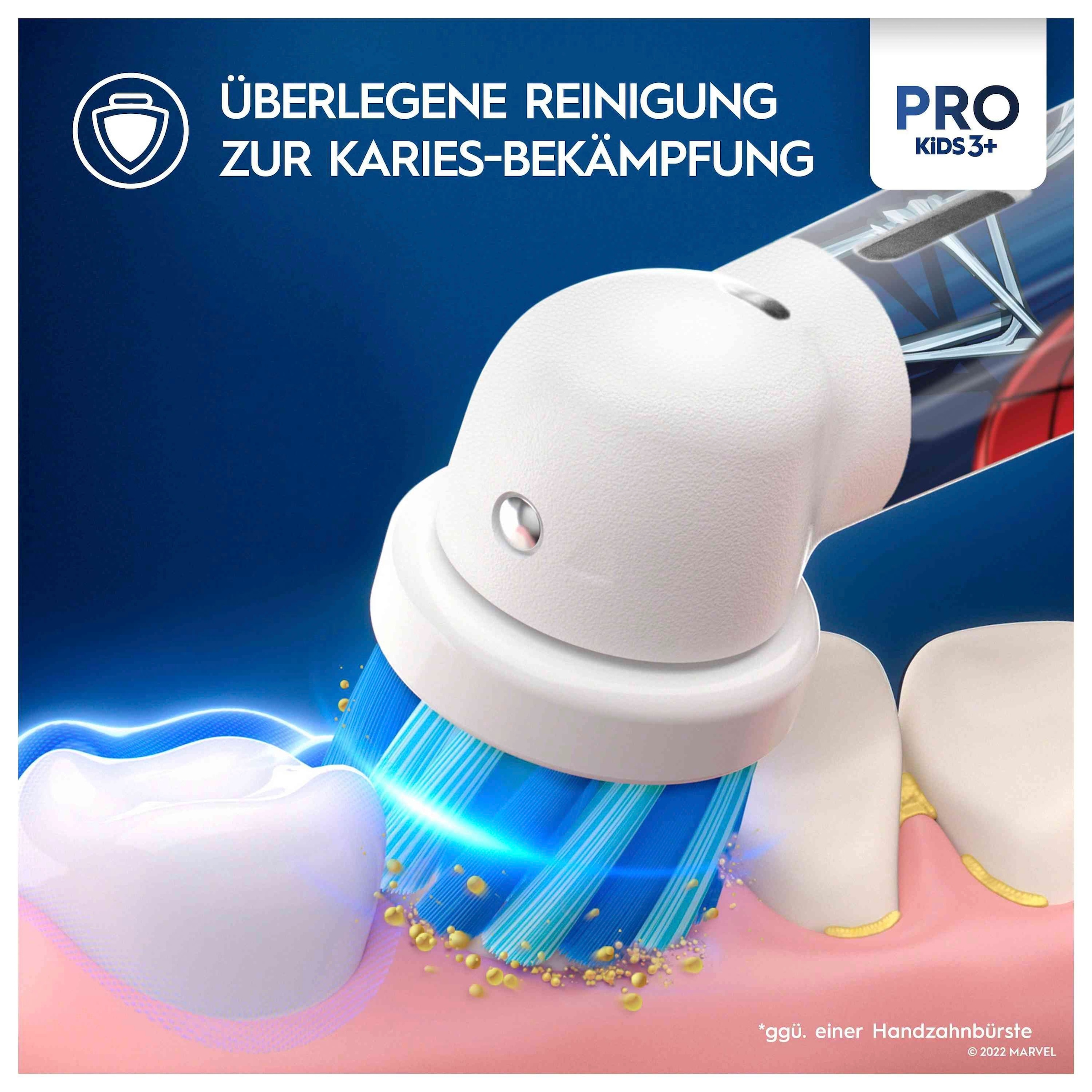 Oral-B Elektrische Zahnbürste »Pro Kids Spiderman«, 1 St. Aufsteckbürsten, für Kinder ab 3 Jahren