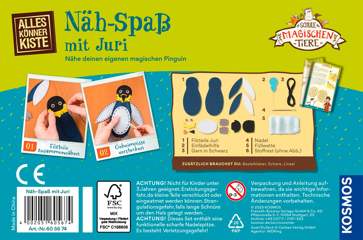 Kosmos Kreativset »AllesKönnerKiste - Die Schule der magischen Tiere Nähspaß mit Juri«