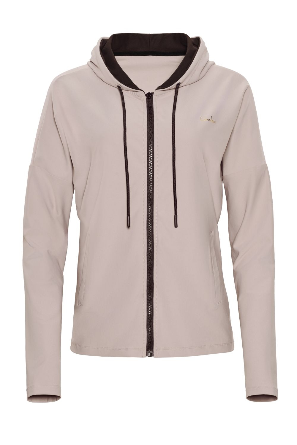 Trainingsjacke WINSHAPE "Functional Comfort Jacket J008C", Damen, Gr. M, cappuccino, espresso, 85% Polyester, 15% Elasthan, ohne Ausschnitt, Jacken Trainingsjacke, mit Ton-in-Ton-Farbakzent