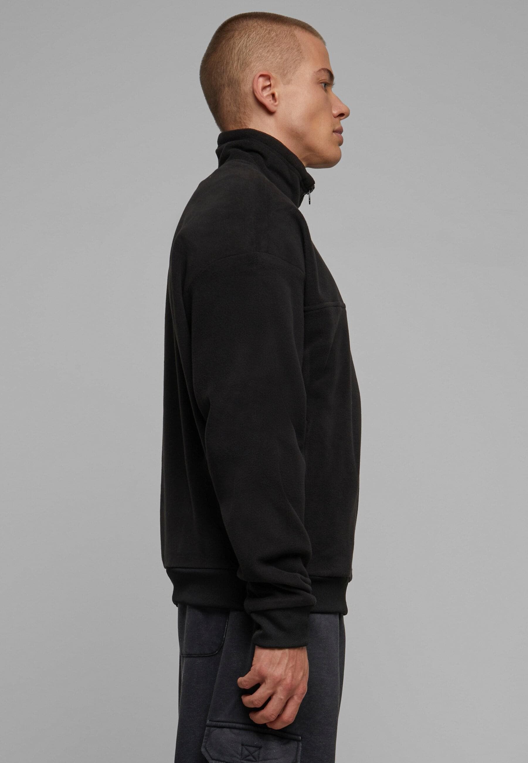 URBAN CLASSICS Rundhalspullover »Urban Classics Herren Basic Polar Fleece Troyer«, (1 tlg.)
