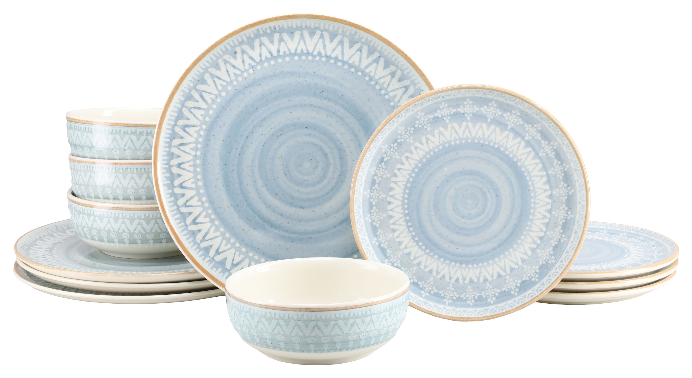 CreaTable Teller-Set "Congo, Geschirr-Set, 12-tlg." Runde Formgebung, harmonische Tischkultur