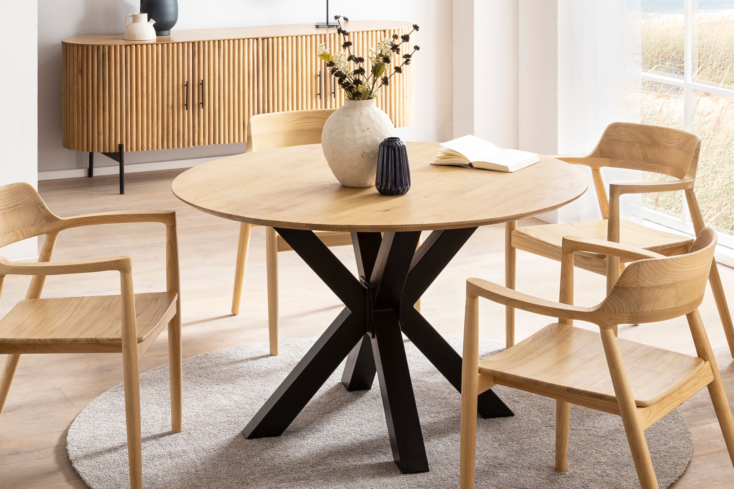SIT Sideboard, (1 St.), Kommode, Lamellen-Design im Retro Stil, Breite 190 cm