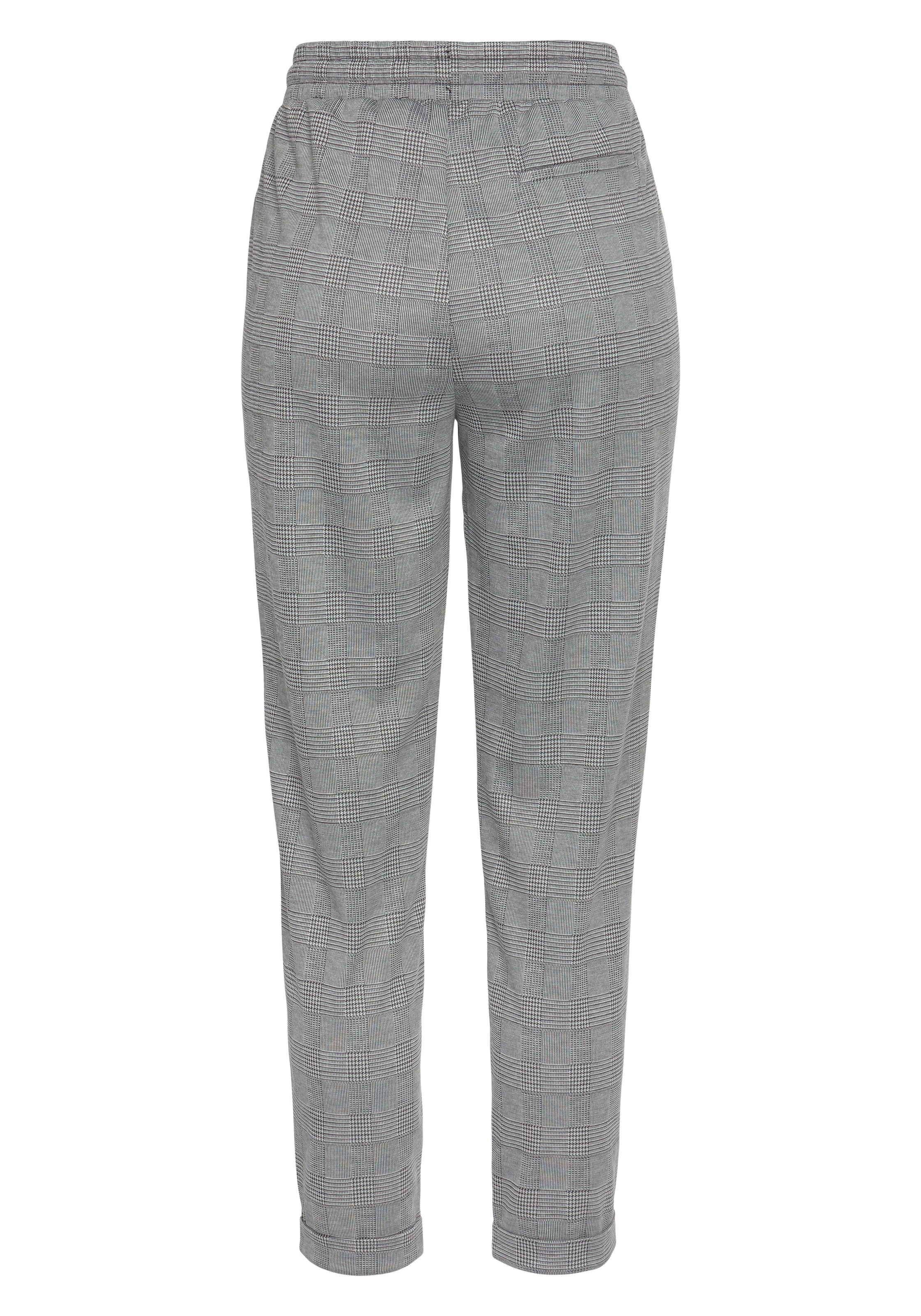 Jogger Pants VIVANCE, Damen, Gr. 34, N-Gr, schwarz (grau, schwarz, kariert), Jersey, Obermaterial: 79% Polyester, 19% Viskose, 2% Elasthan, kariert, figurumspielend knöchellang, Hosen, mit Karomuster und seitlichen Taschen, Karohose, Topseller 3