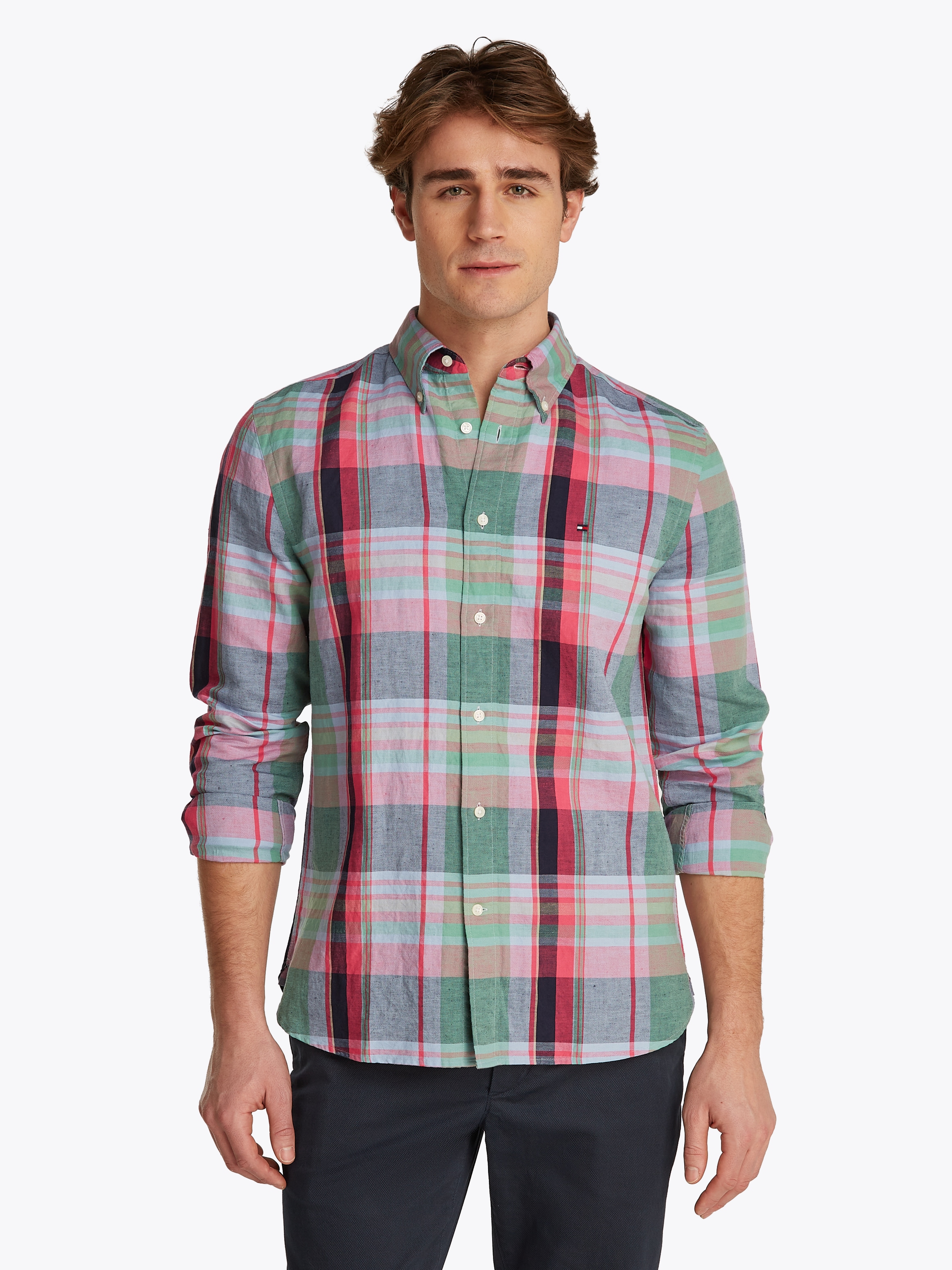 Tommy Hilfiger Langarmhemd "LINEN BLEND MADRAS CHECK" günstig online kaufen