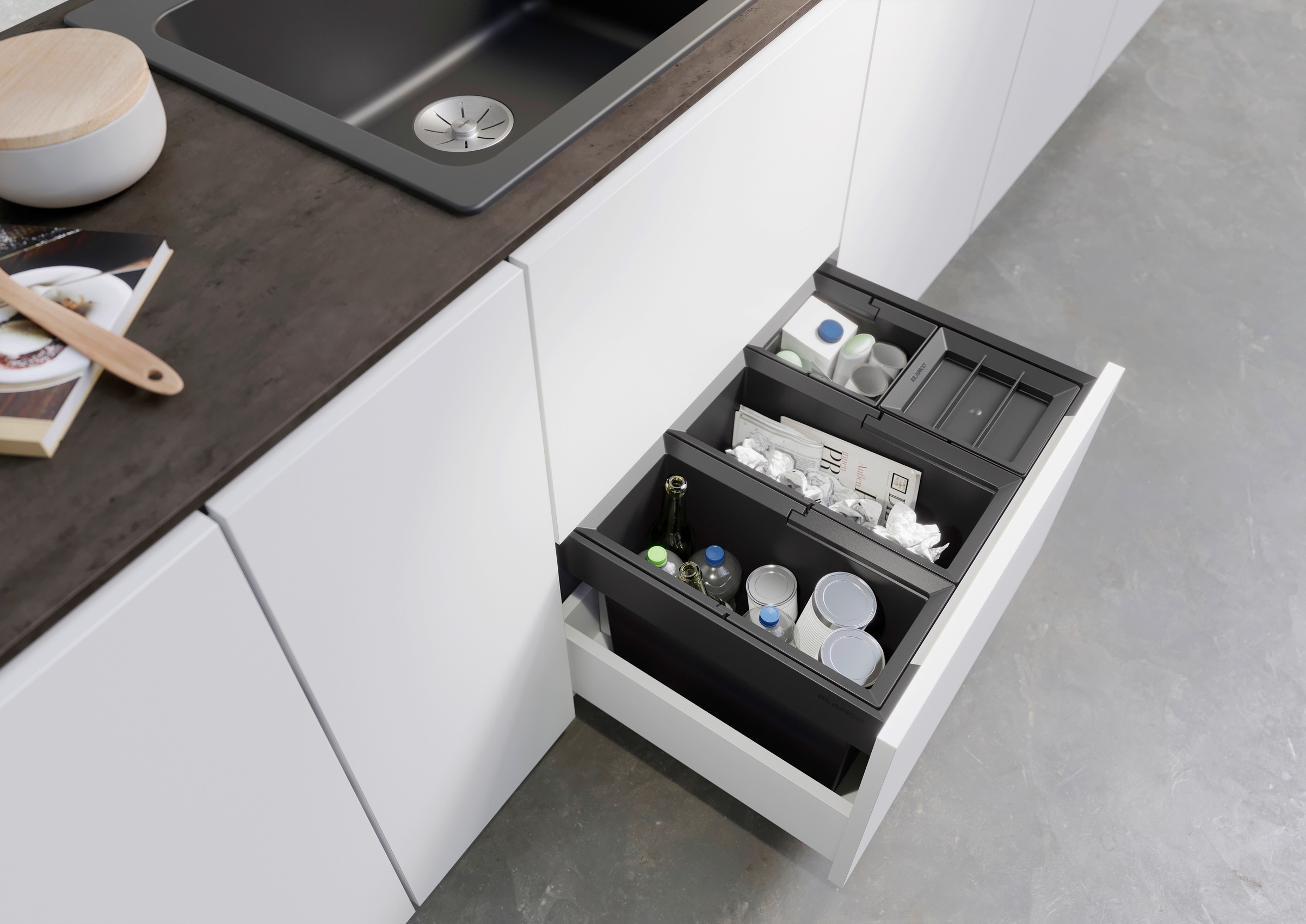 Blanco Einbaumülleimer "FLEXON II Low 60/4" 4 Behälter Abwaschbare und entn günstig online kaufen