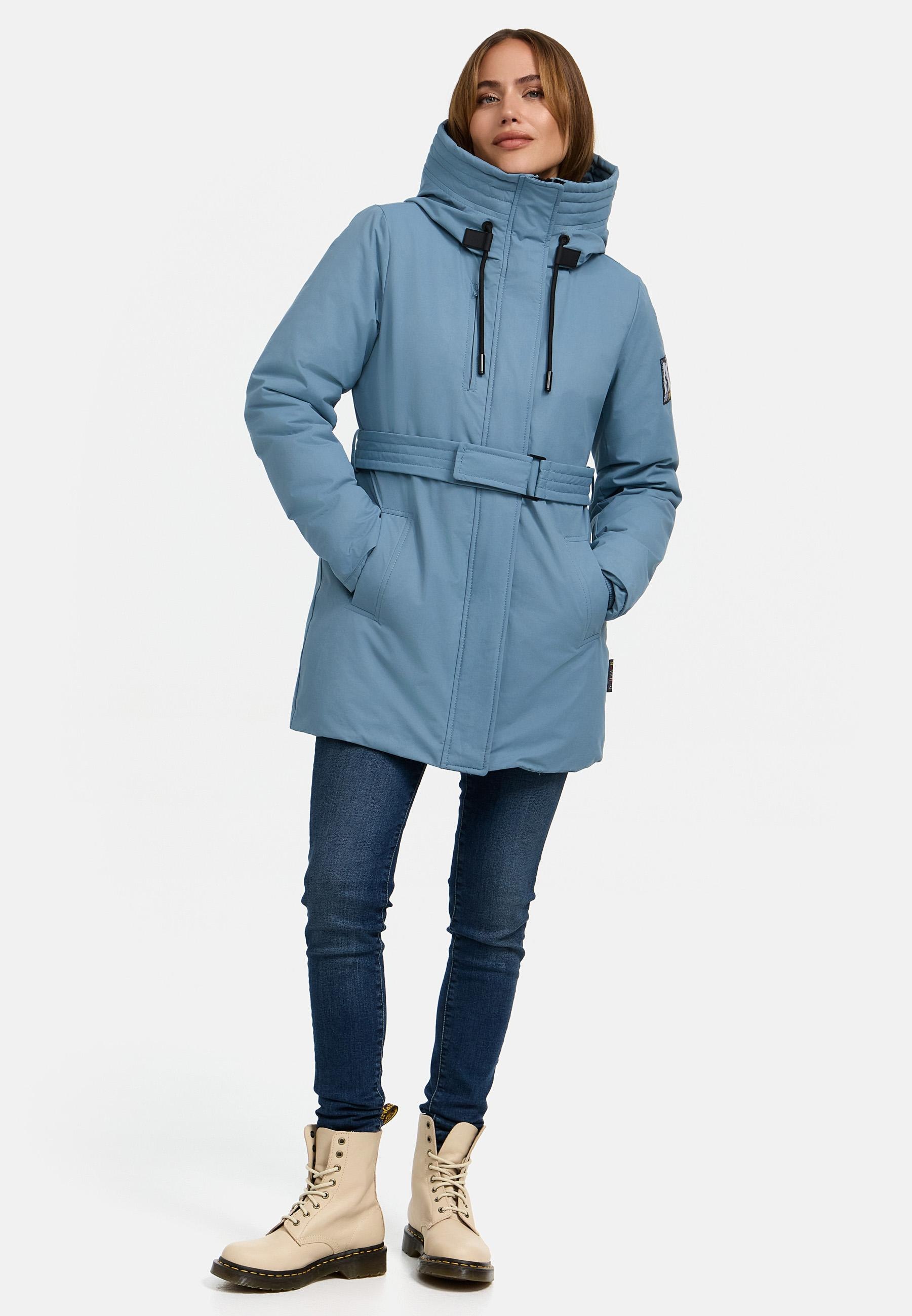Navahoo Winterjacke »Eishauch 14«, mit Kapuze, Damen Winterparka mit Taillengürtel und Fleece-Kragen