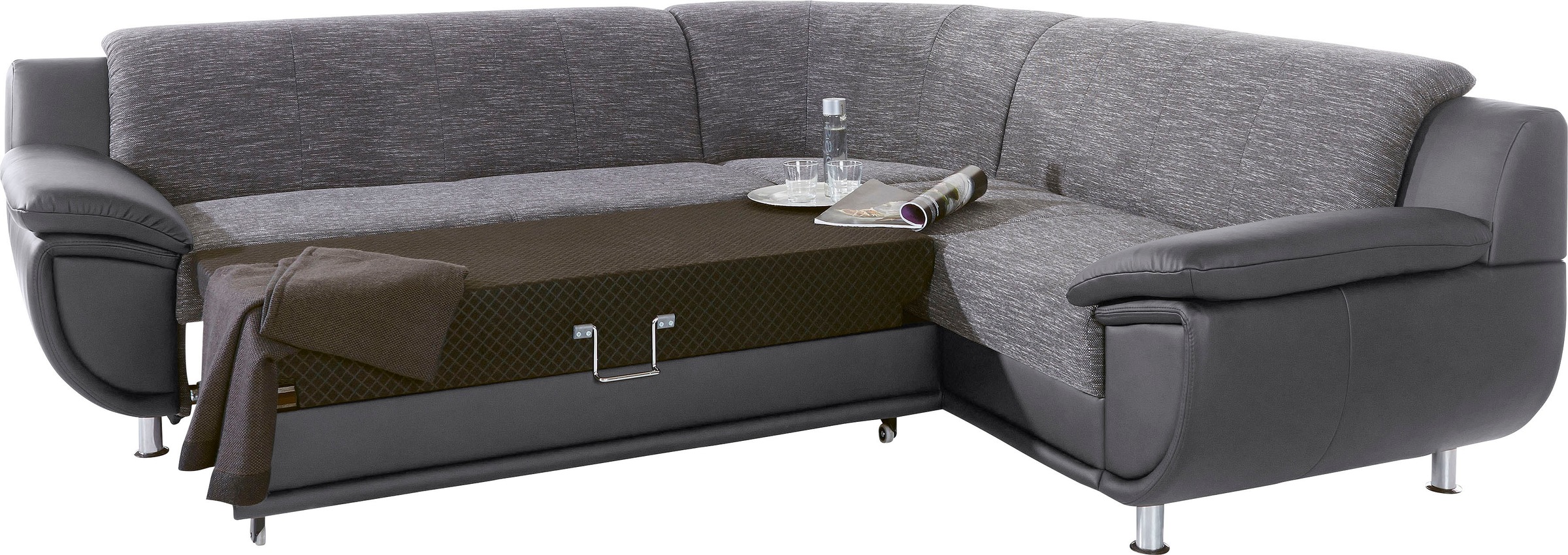 TRENDMANUFAKTUR Ecksofa »Rondo 3, zeitlos und modern, im Materialmix, L-Form«, wahlweise Federkern für hohen Sitzkomfort, wahlweise Bettfunktion