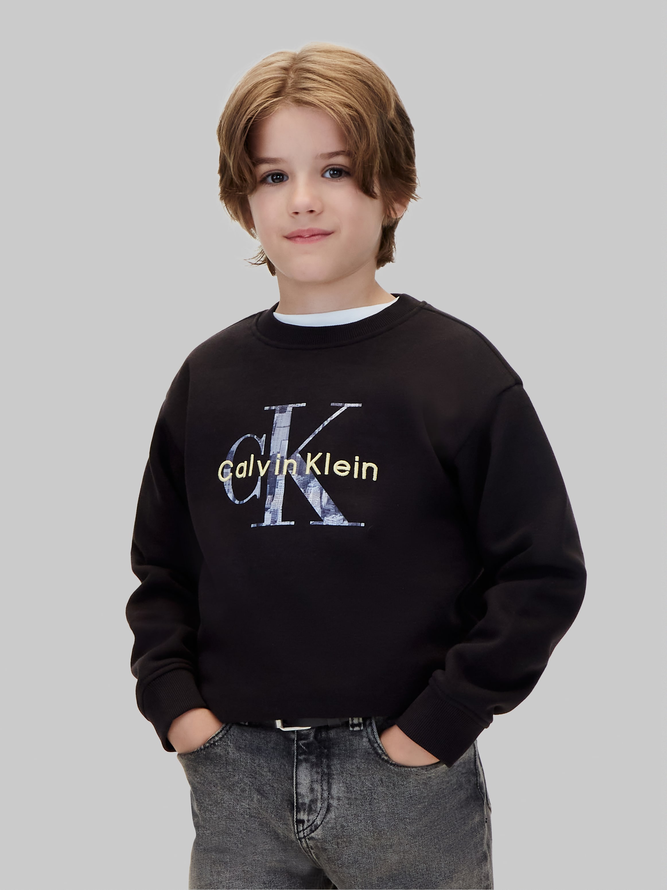 Calvin Klein Jeans Sweatshirt "FILLED MONOLOGO CN SWEATSHIRT", Regular fit mit Rundhalsausschnitt, Logoschriftzug