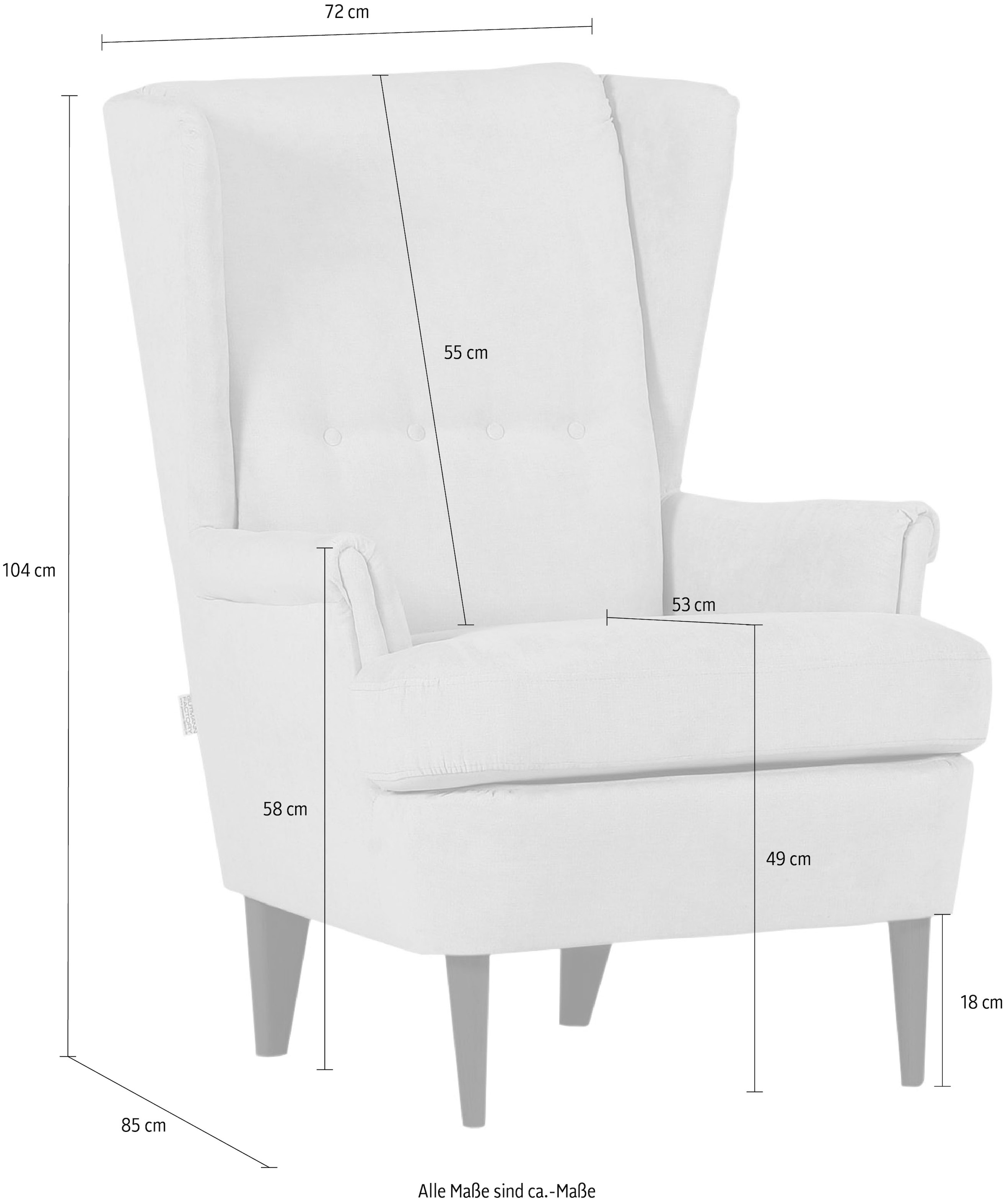 Gutmann Factory Ohrensessel »Versailles« Gestell antikfarben oder eiche natur