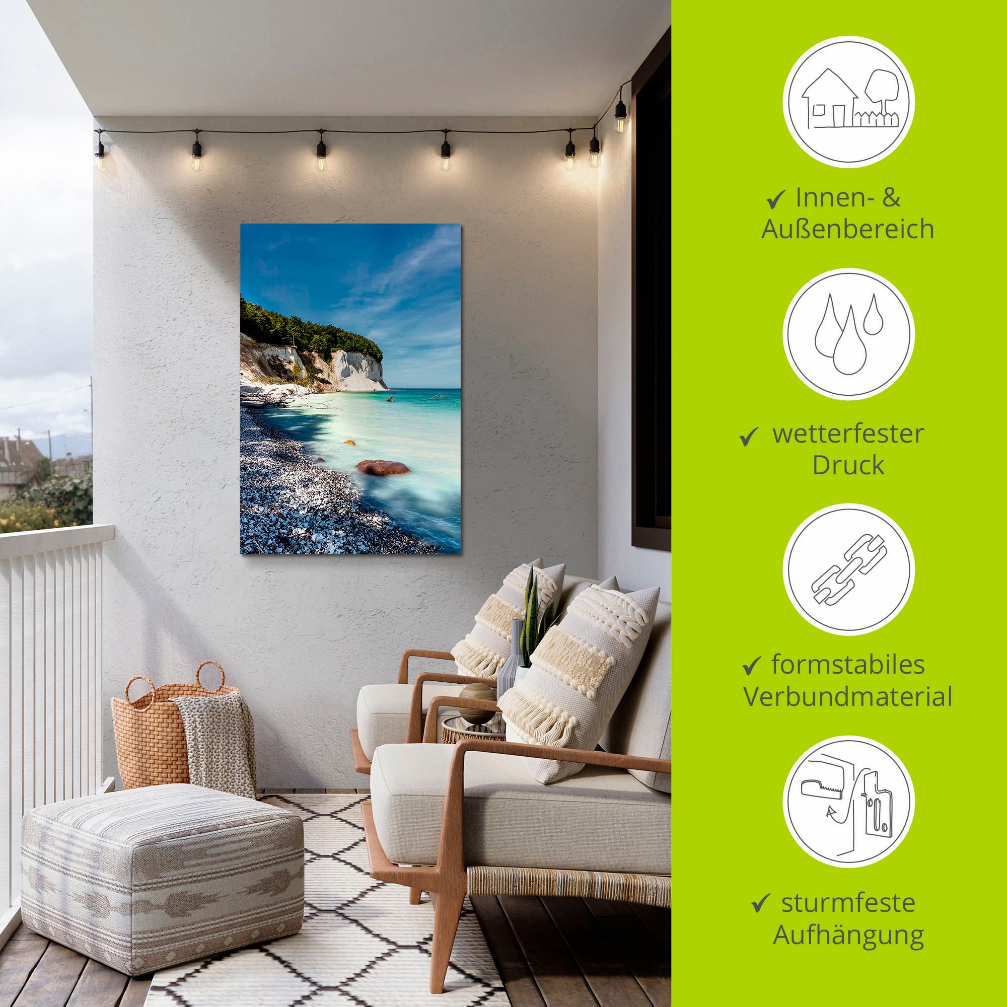 Artland Wandbild »Kreidefelsen auf der Insel Rügen III« Küste 1 Stk. tlg. für Innen- und Außenbereich geeignet, Outdoorbild