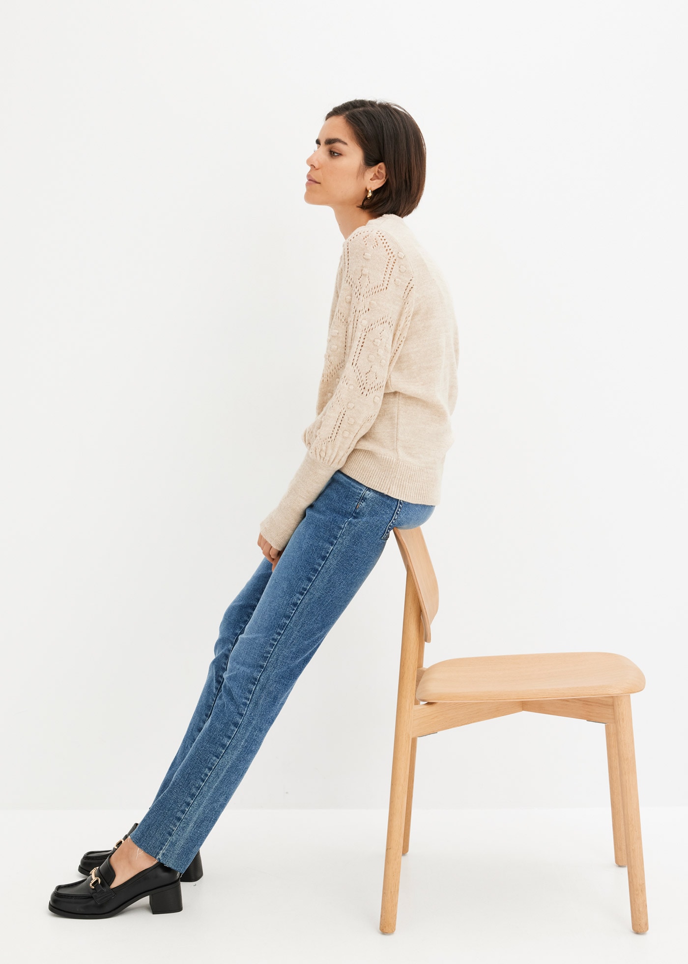 bonprix Strickpullover aus Polyacryl, Polyester und Polyamid, mit Stehkragen