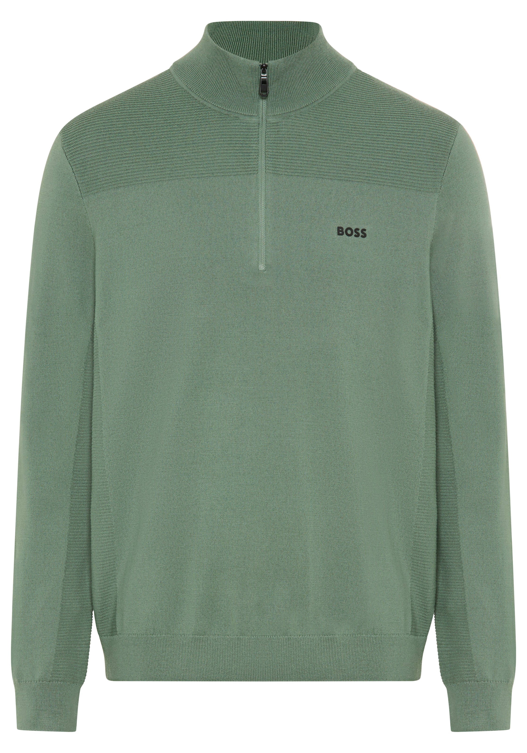 BOSS GREEN Strickpullover, Stehkragen mit Reißverschluss, Regular Fit günstig online kaufen