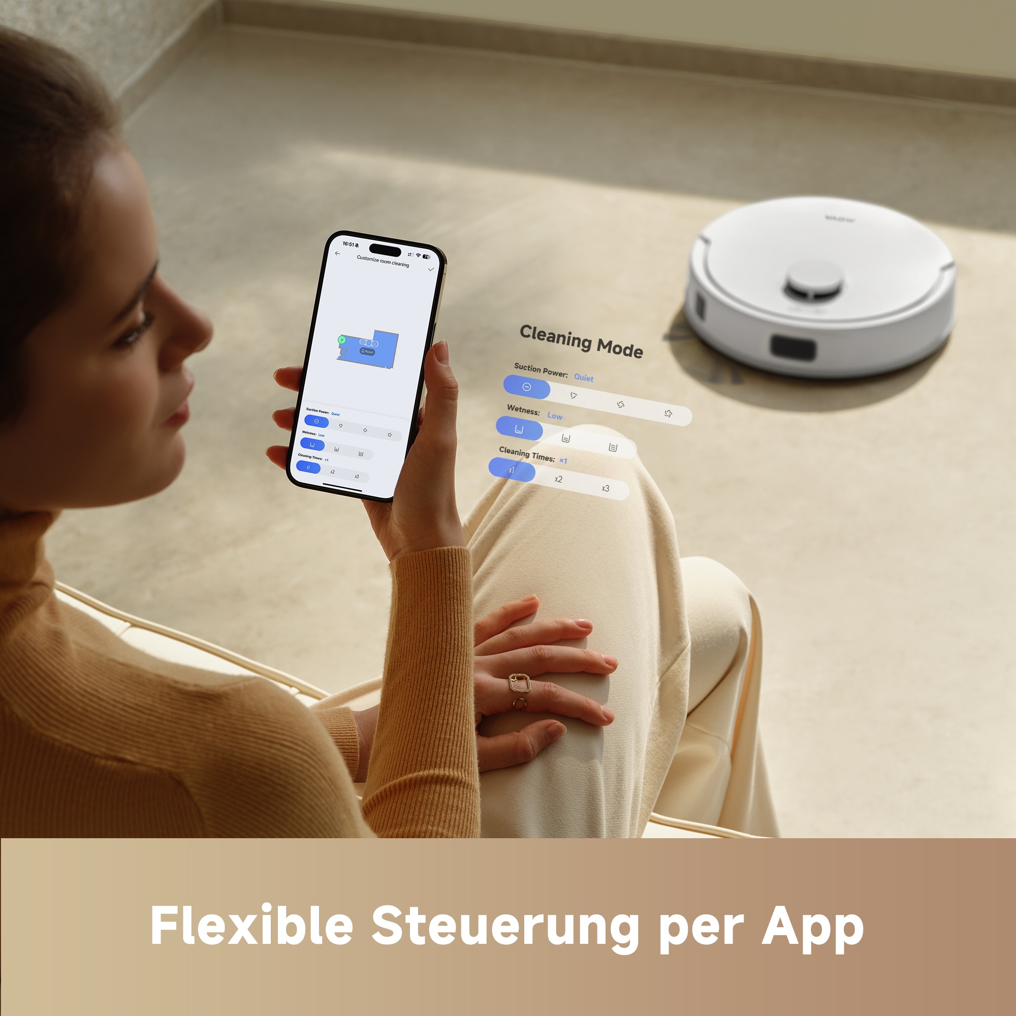 Mova Saugroboter »Mova E20«, 5.000 Pa Saugleistung/ Individuell anpassbare Reinigung per App