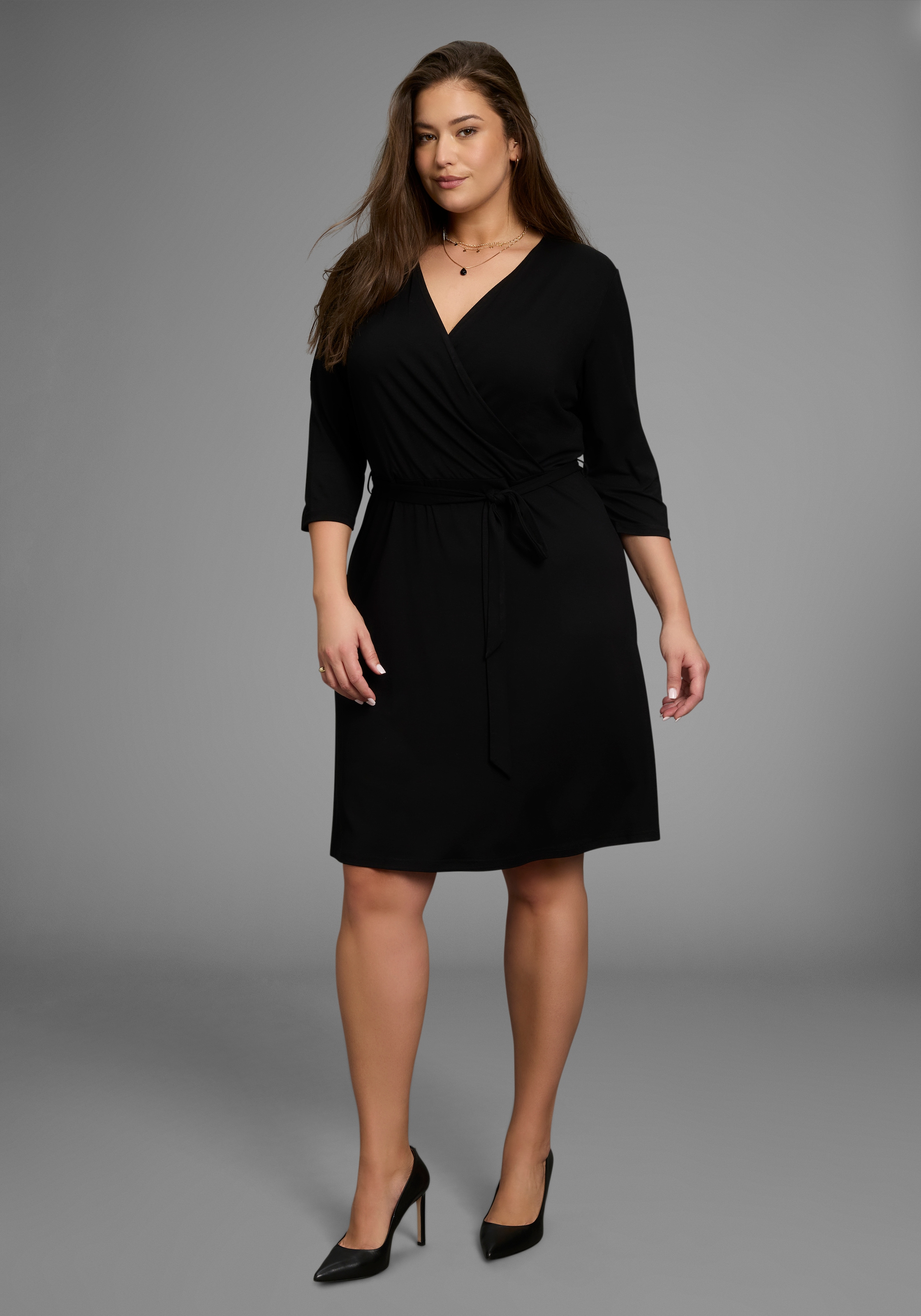 Laura Scott CURVE Jerseykleid "Große Größen" in großen Größen, mit Wickeloptik, taillierte Passform