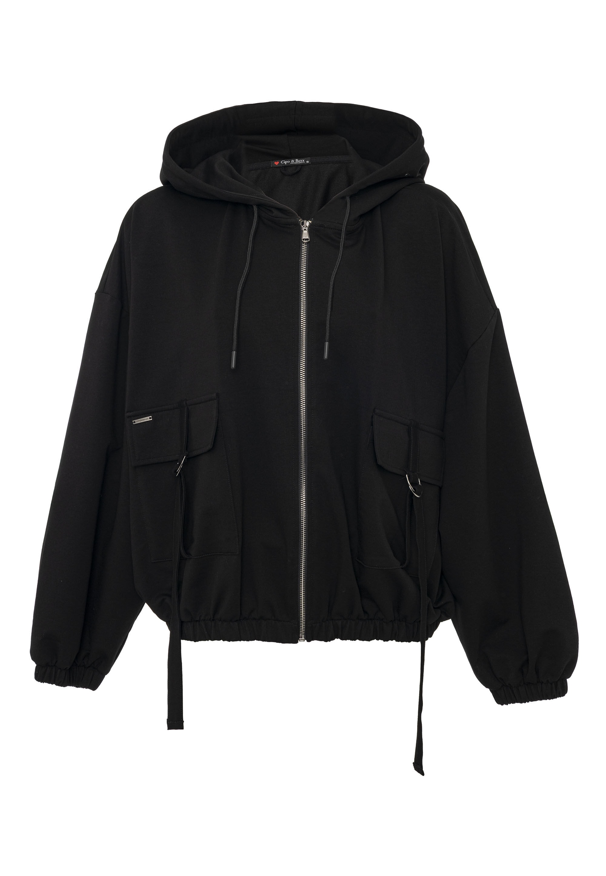 Cipo & Baxx Sweatjacke »WL368« 1 tlg. oversized Schnitt, Kapuze mit Kordelzug